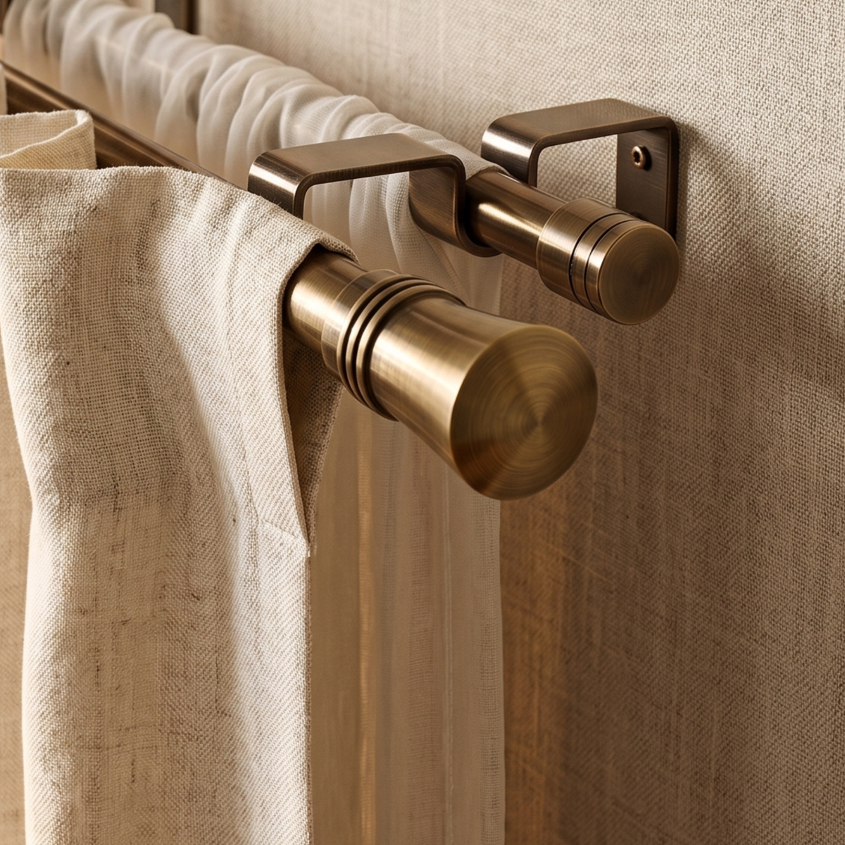 Set Barras para Cortina Doble 16/19 Mm Extensible 75-110 Cm A Muro Bronce Cónico-1