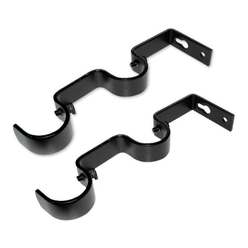 Pack 2 Unidades Soporte Doble Muro De Metal Negro 28/28 Mm-0