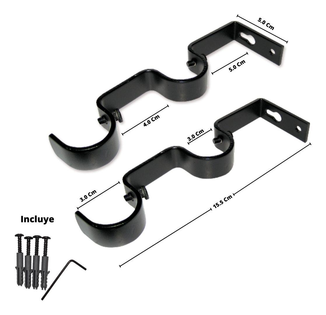 Pack 2 Unidades Soporte Doble Muro De Metal Negro 28/28 Mm-1