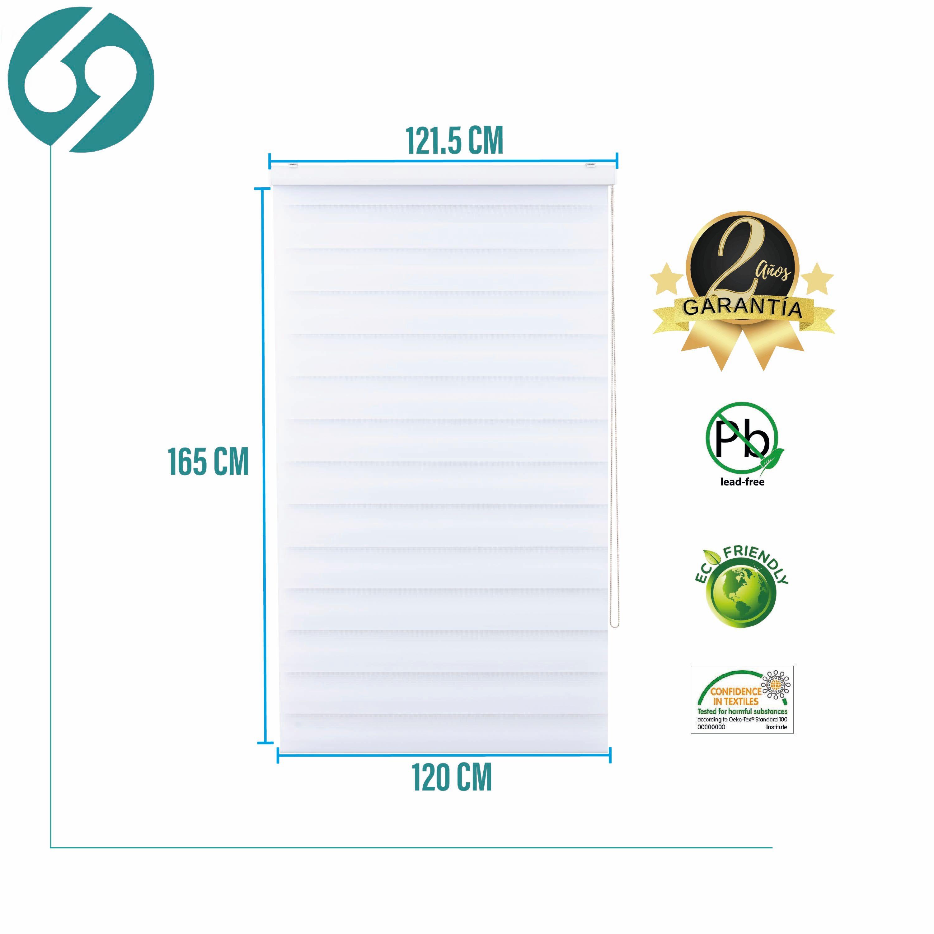 Roller Duo Zebra Día Y Noche Blanco 120 X 165 Cm Sin Cenefa-1