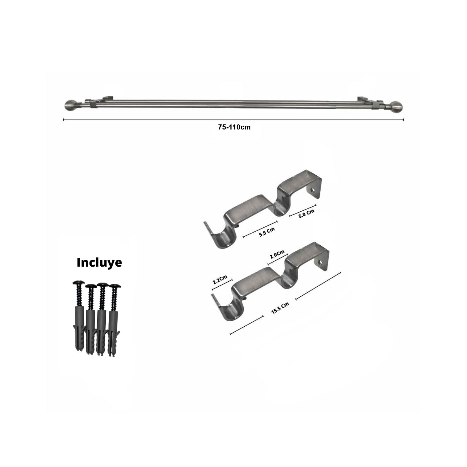 Set Extensible Muro 75-110 Cm Terminal Bola Color Satín-1