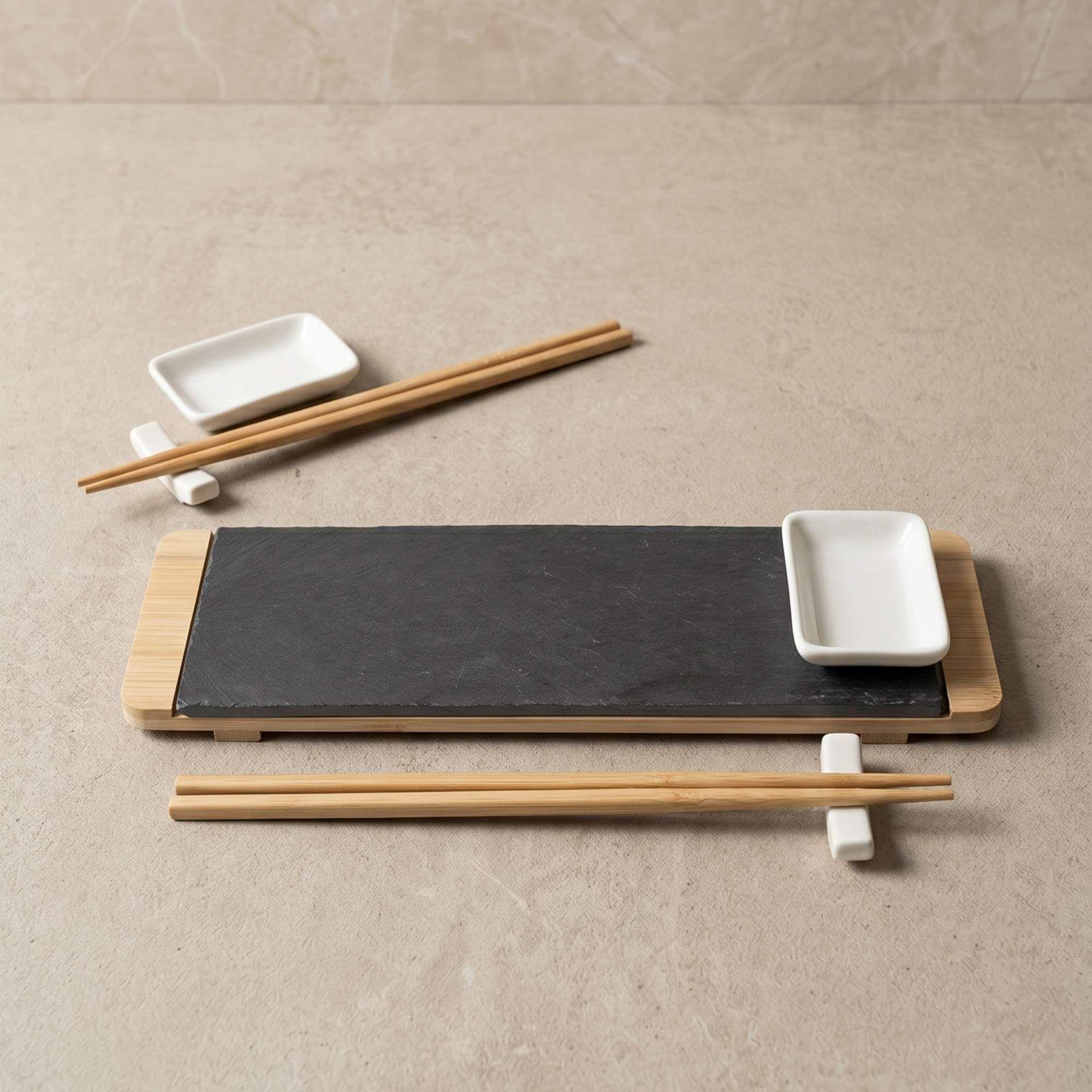 Set Sushi para 2 Personas en Tabla Bamboo y Palillos-4