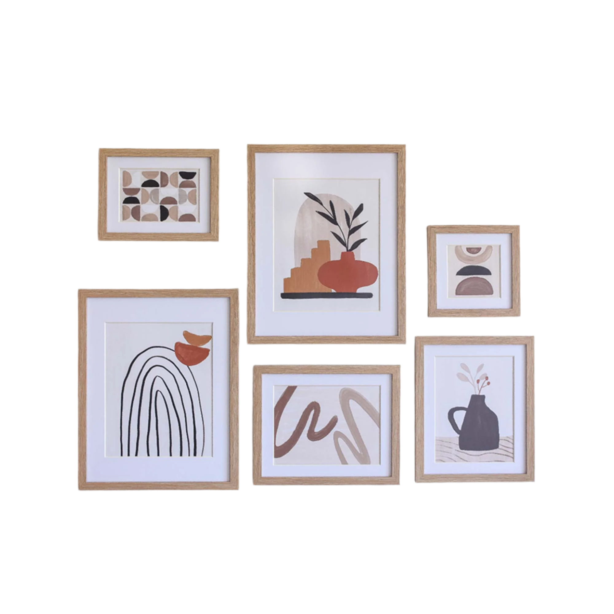 Set 6 Cuadros decorativos Wood-boho café-0