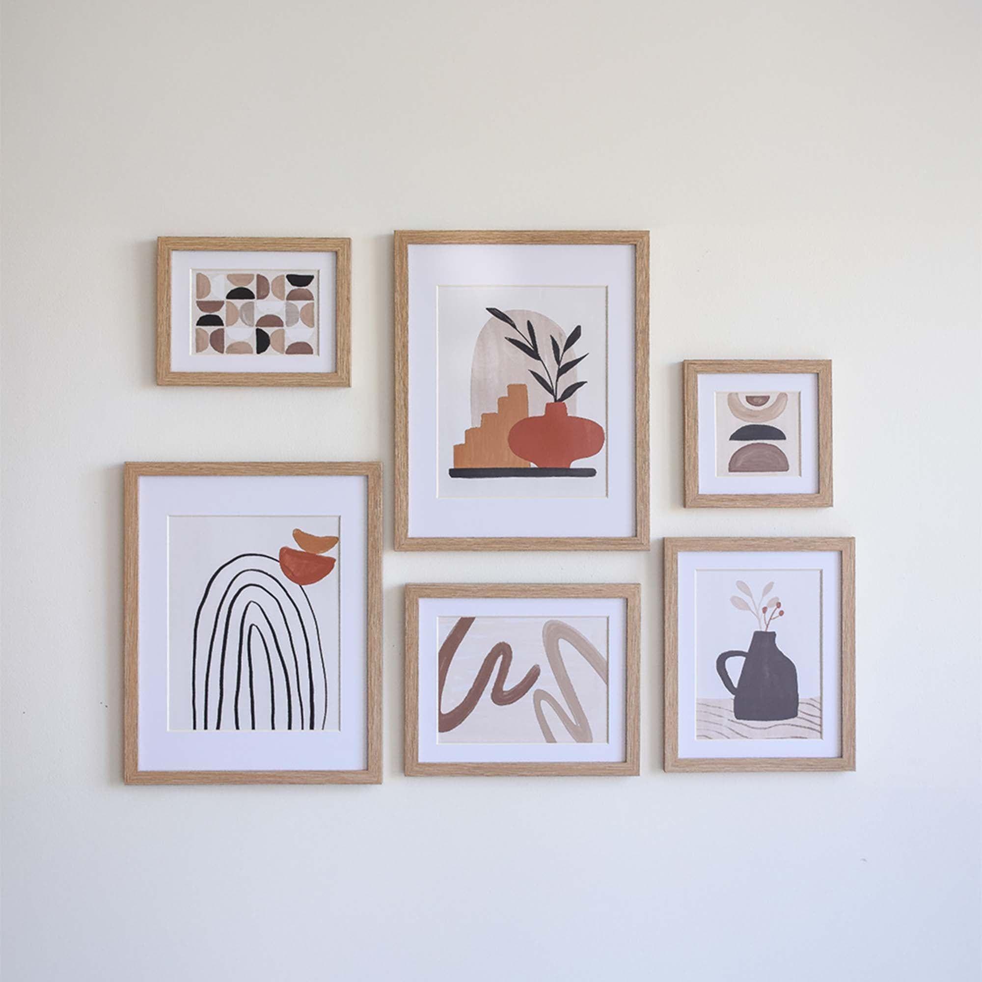 Set 6 Cuadros decorativos Wood-boho café-1