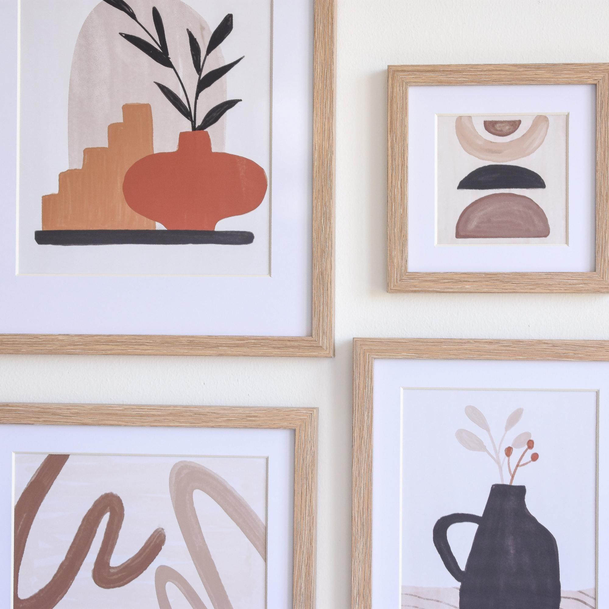 Set 6 Cuadros decorativos Wood-boho café-2