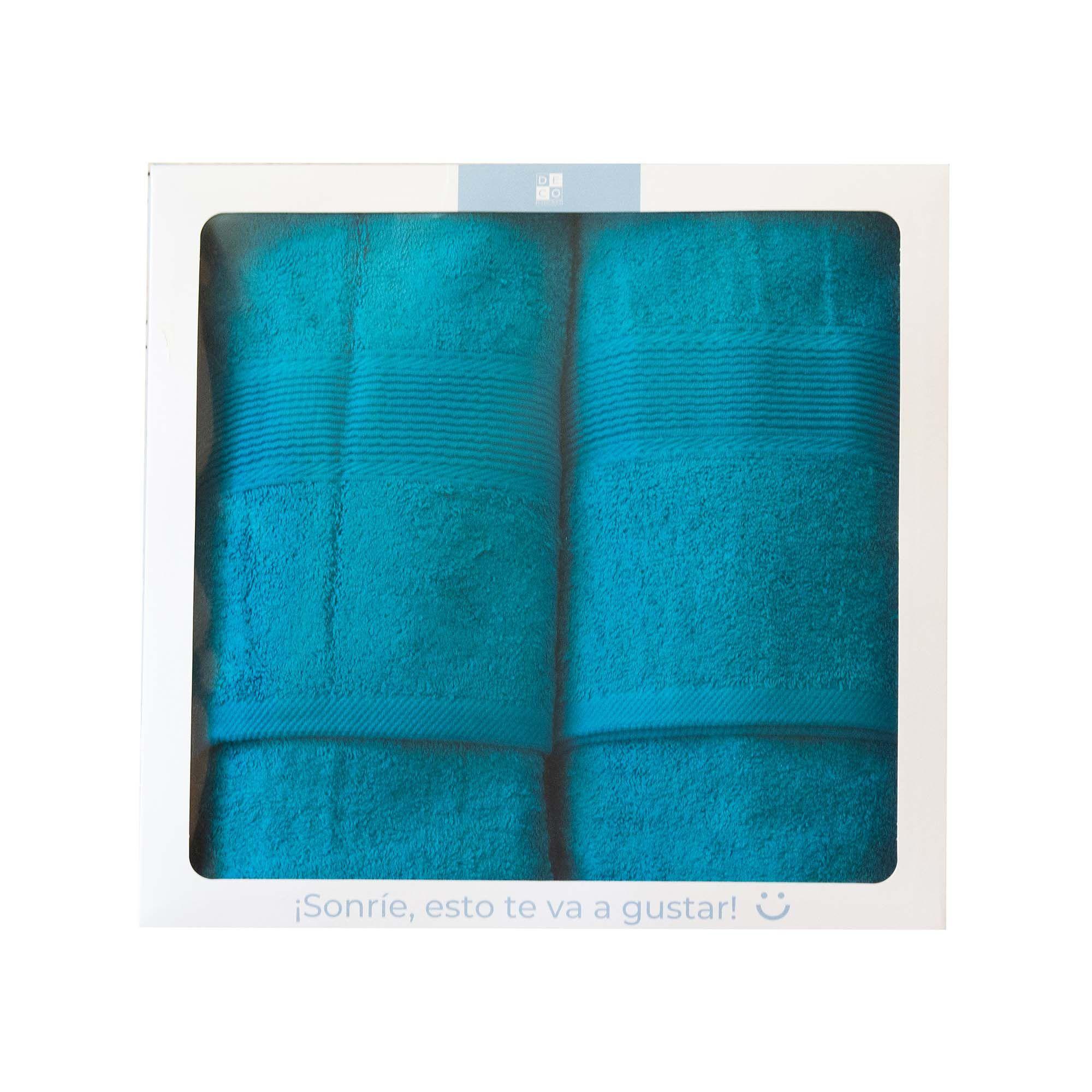 Box de 2 Toallas 550gr 70x140/45x90cm Turquesa-0