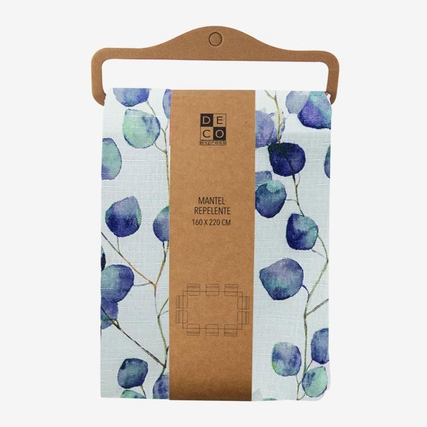 Juego de loza Blanca 16 pzs cerámica y Mantel antimanchas Eucalipto 180x280-6