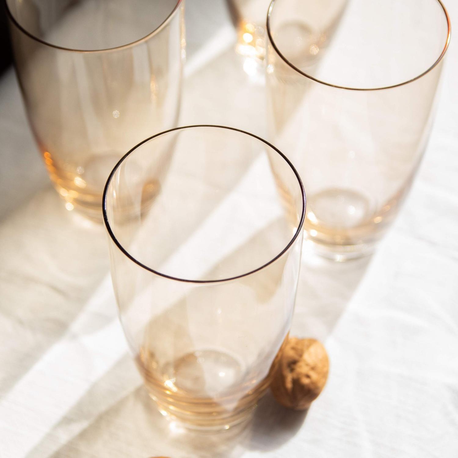 Set 6 Vasos Gota alto ambar-2