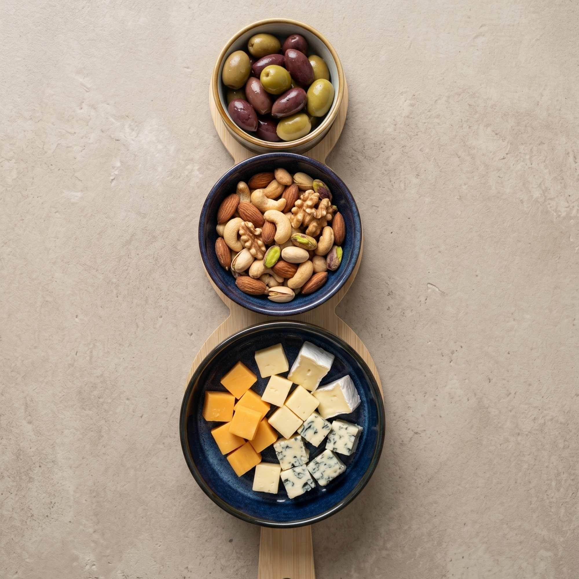 Set 3 Bowls Ceramica en 3 Tamanos con Bandeja Bamboo con Asa 35 cm-4