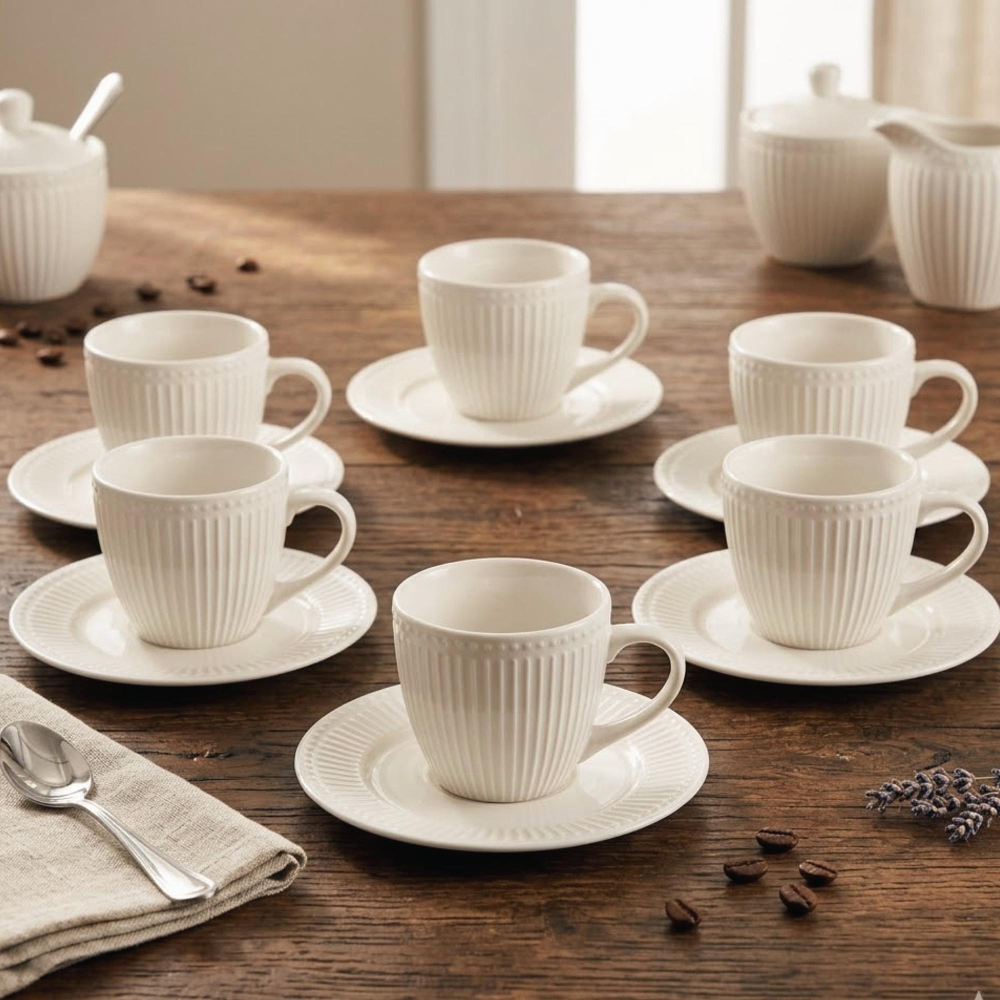 Set 6 Tazas + 6 Platos Té o Café Porcelana Abbey 210 ml-2