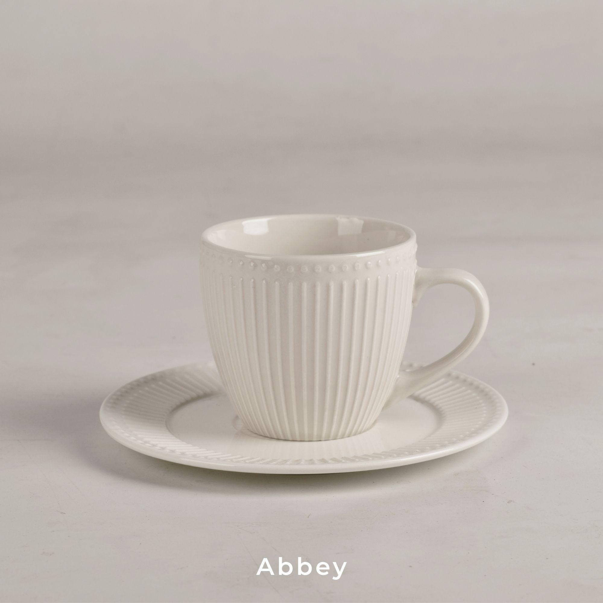 Set 6 Tazas + 6 Platos Té o Café Porcelana Abbey 210 ml-4