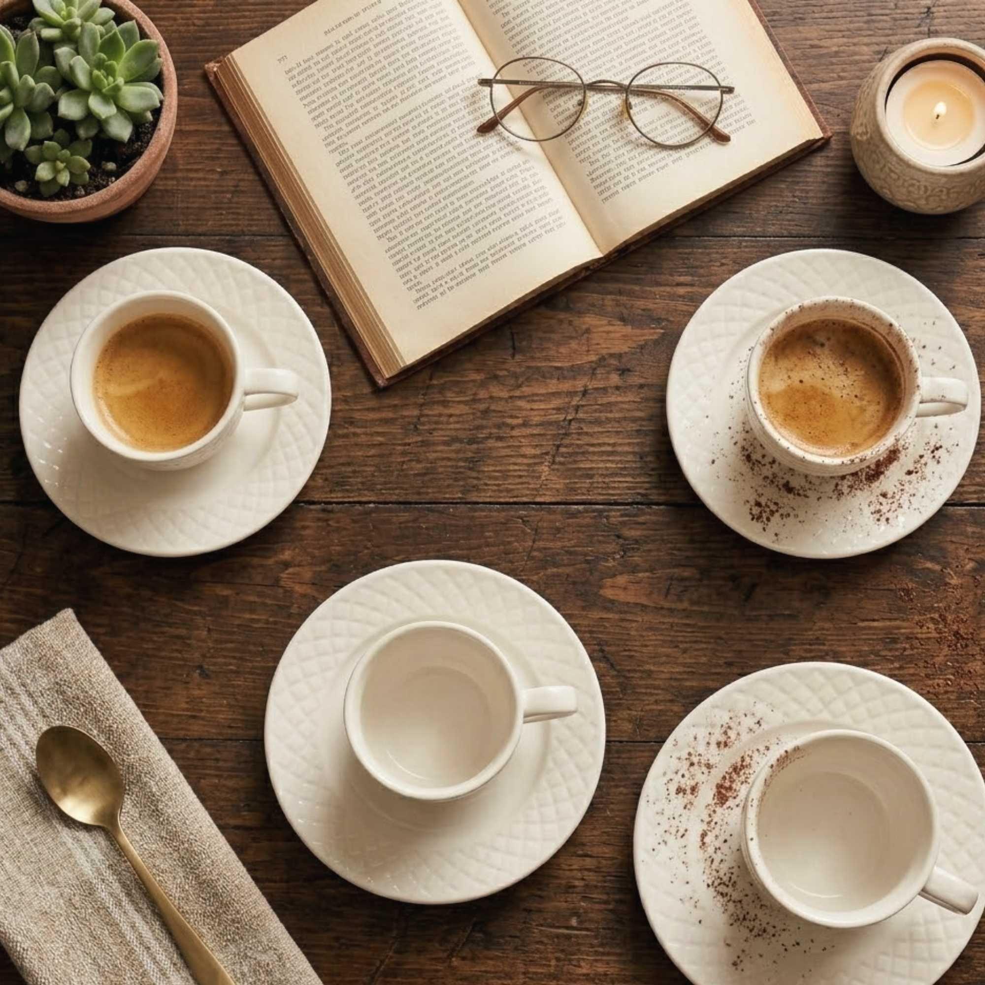 Set 6 Tazas + 6 Platos Té o Café Porcelana Windsor 210 ml-3