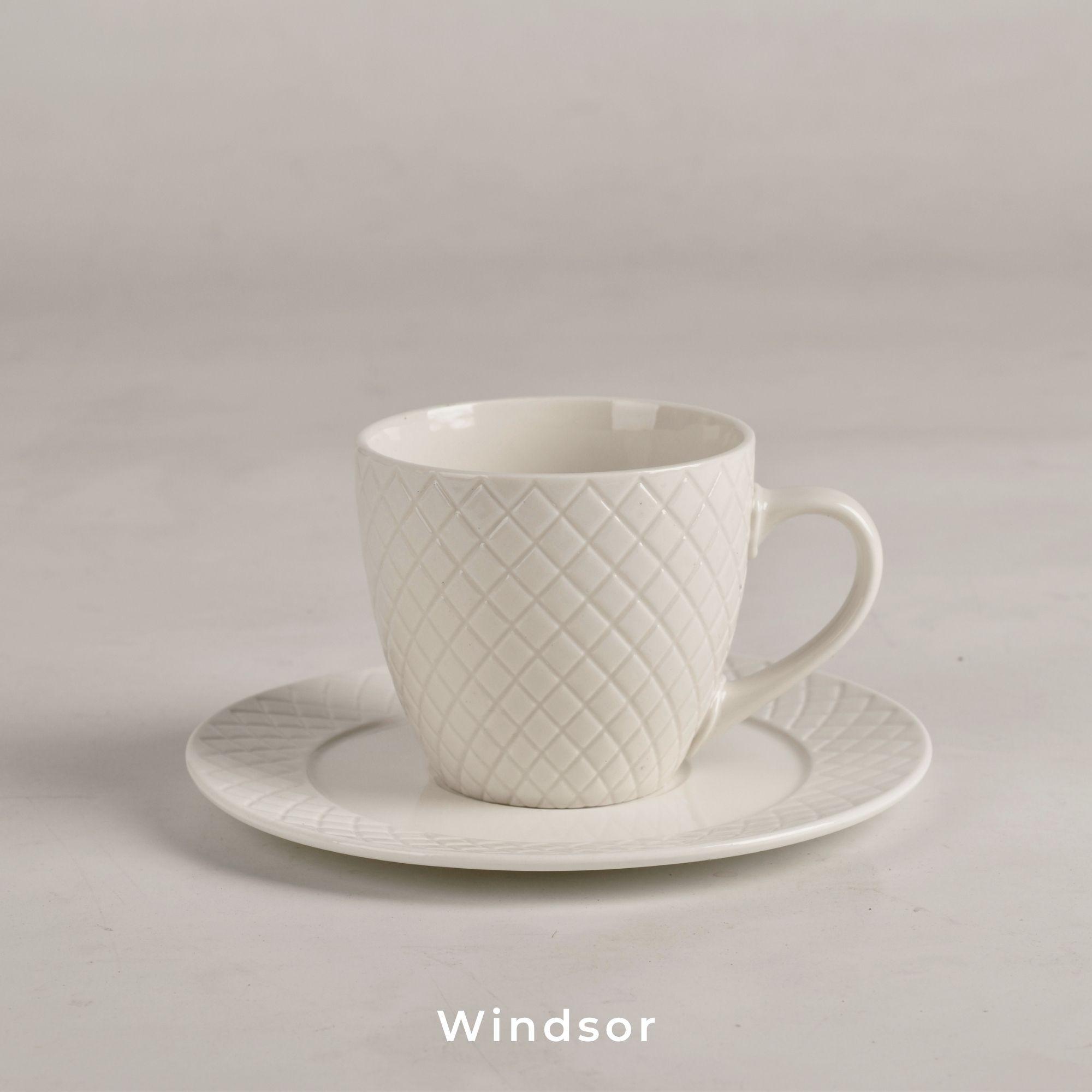 Set 6 Tazas + 6 Platos Té o Café Porcelana Windsor 210 ml-5