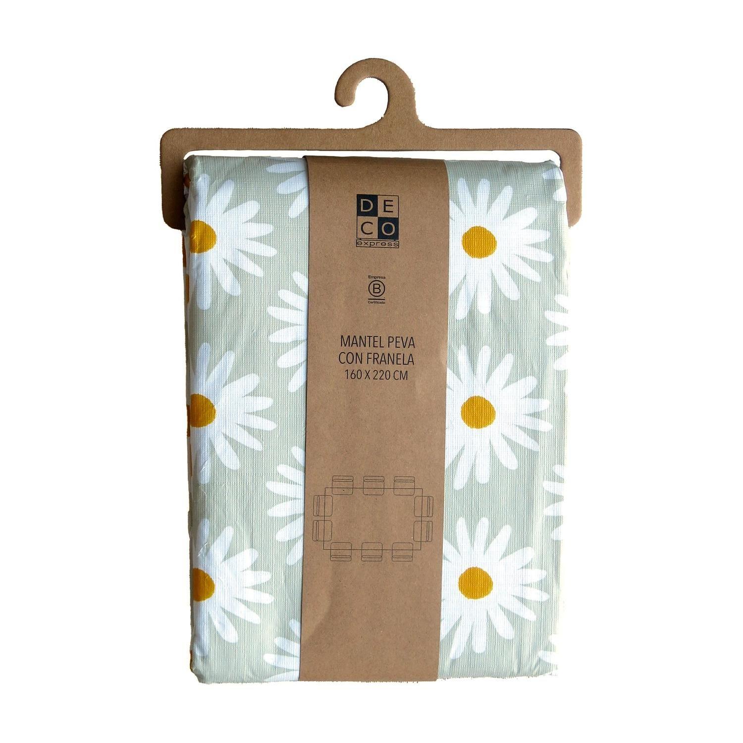 Juego de loza Blanca 16 pzs cerámica y Mantel PEVA Margarita 160x220-8