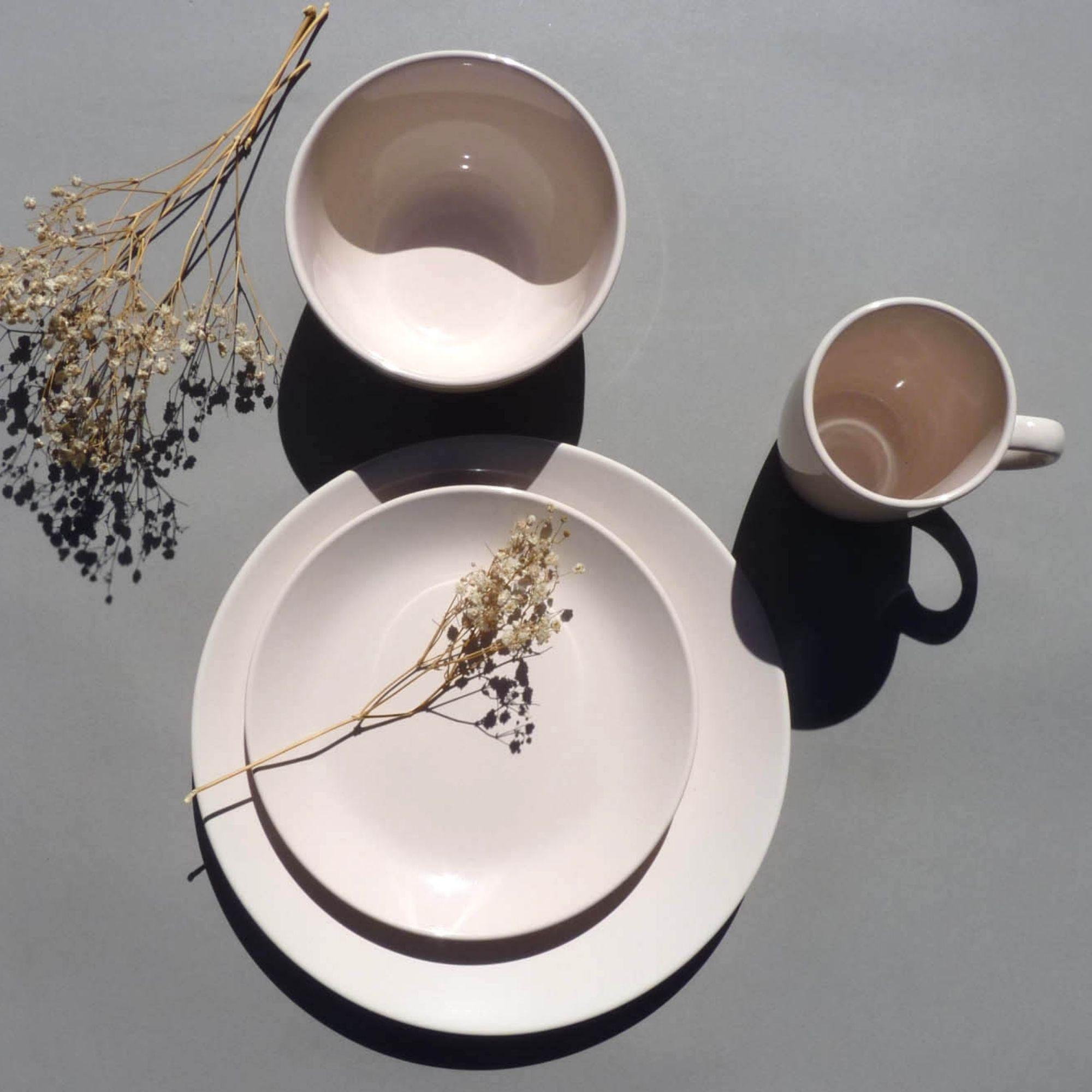 Set Vajilla 18 piezas Loza July Crema Pink Cerámica-4