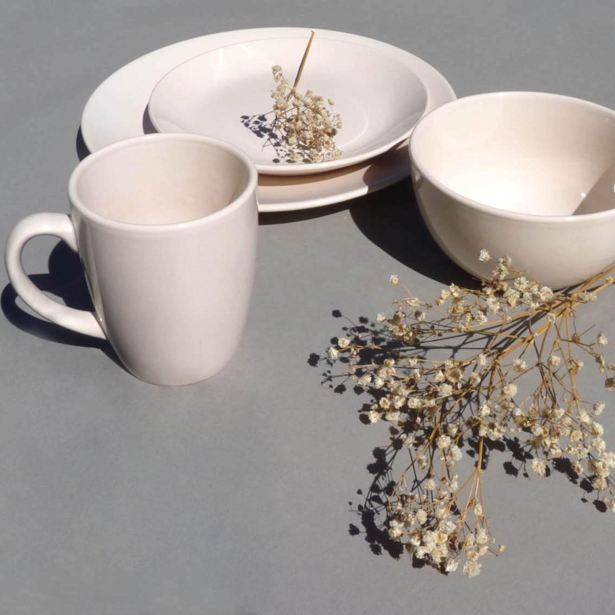 Set Vajilla 18 piezas Loza July Crema Pink Cerámica-5