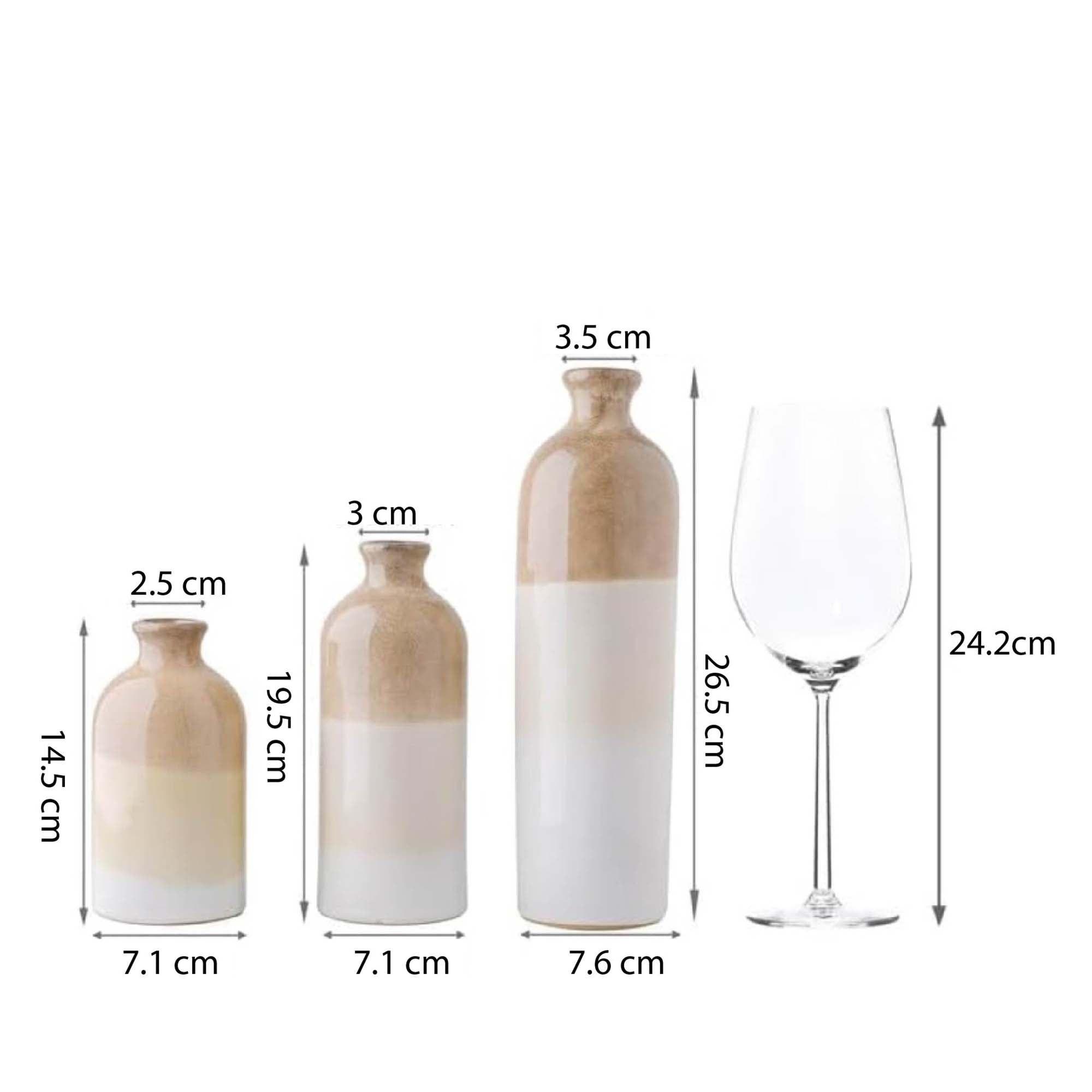 Set 3 Jarrones cerámica decorativo Blanco-Beige Rustico-9