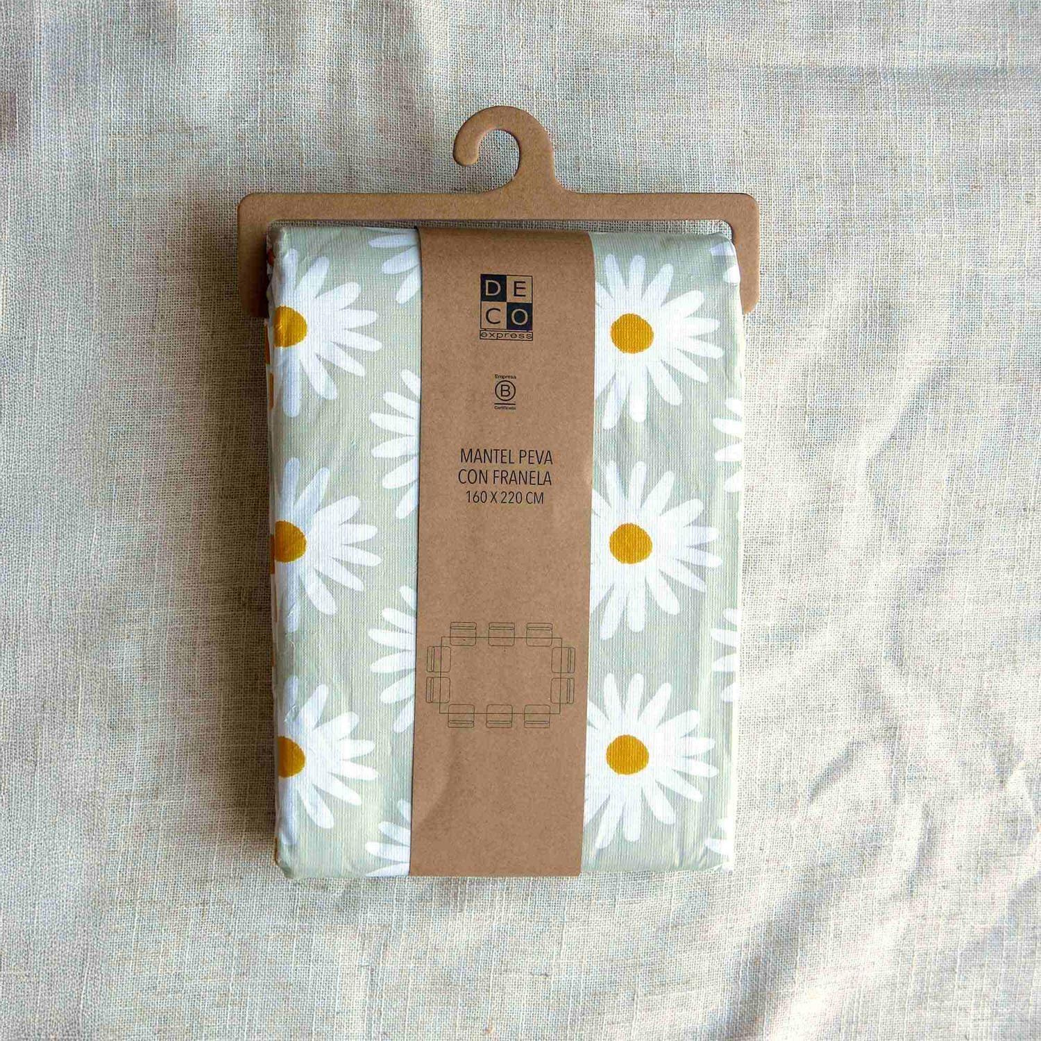 Juego de loza Blanca 16 pzs cerámica y Mantel PEVA Margarita 180x280-6