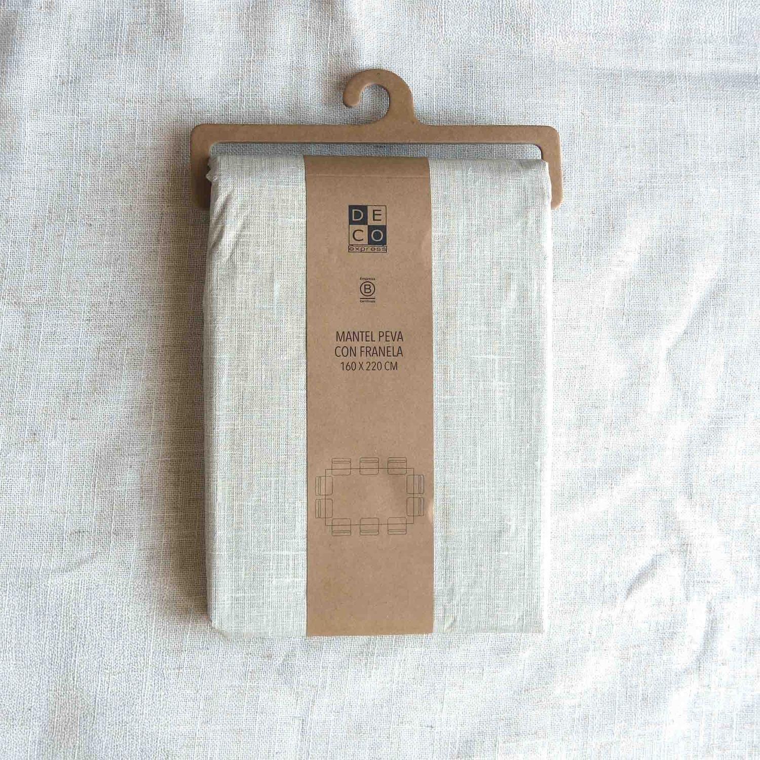 Juego de loza Blanca 16 pzs cerámica y Mantel PEVA Beige 130x180-4