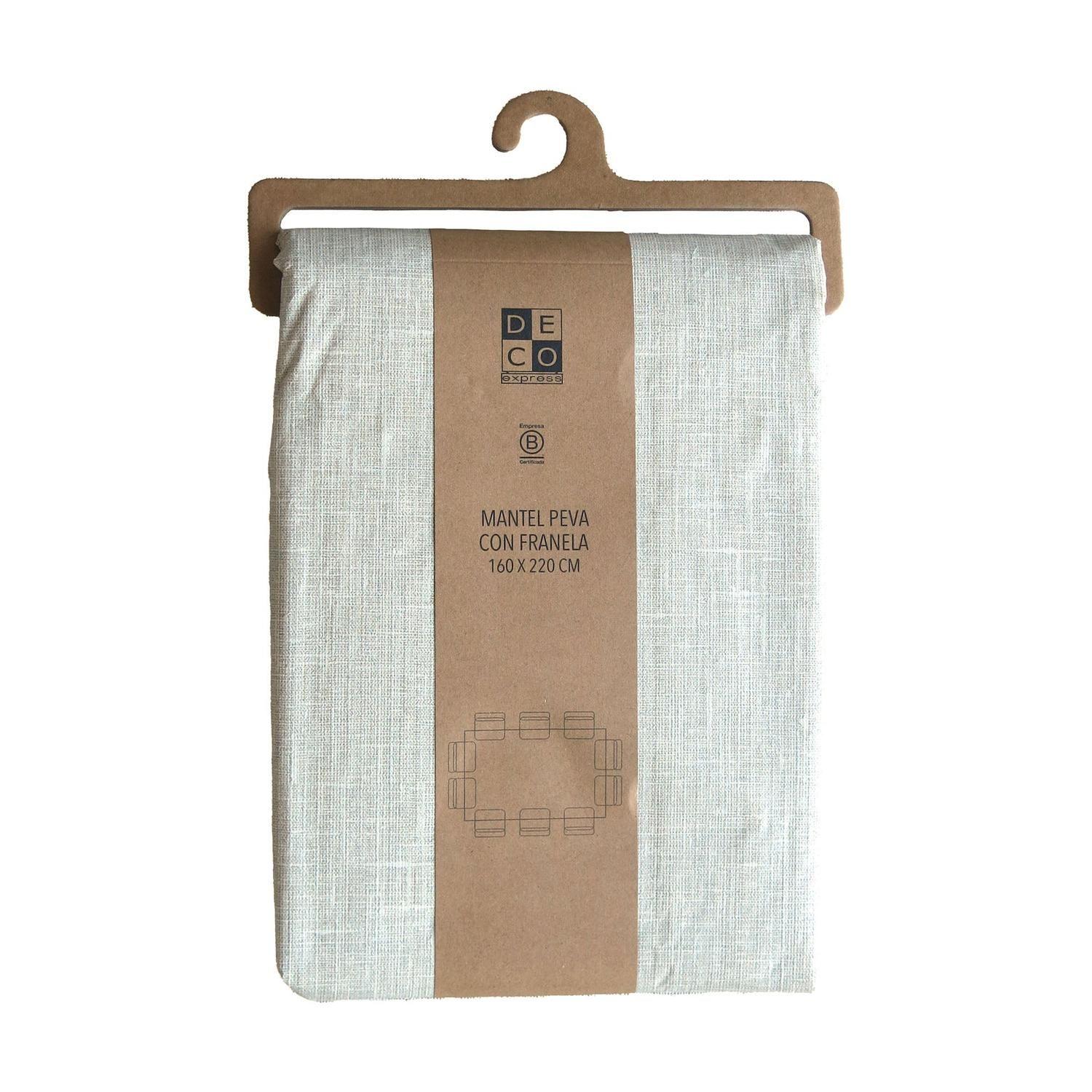 Juego de loza Blanca 16 pzs cerámica y Mantel PEVA Beige 130x180-7