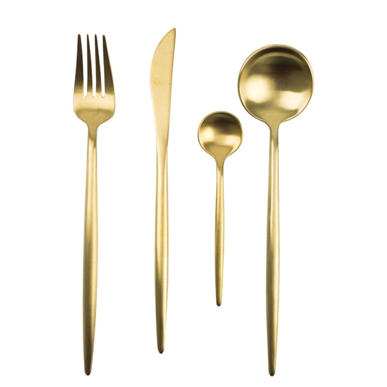 Set de Cubiertos 16 Piezas Dorado Acero Inoxidable 18/10-0