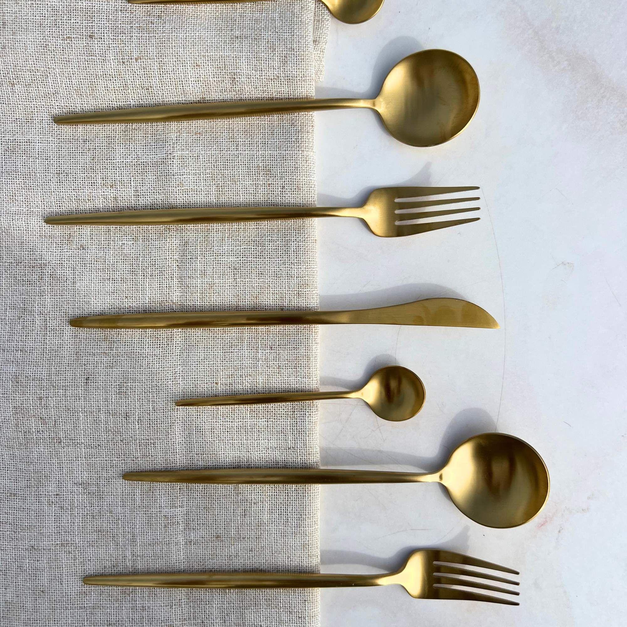 Set de Cubiertos 16 Piezas Dorado Acero Inoxidable 18/10-2