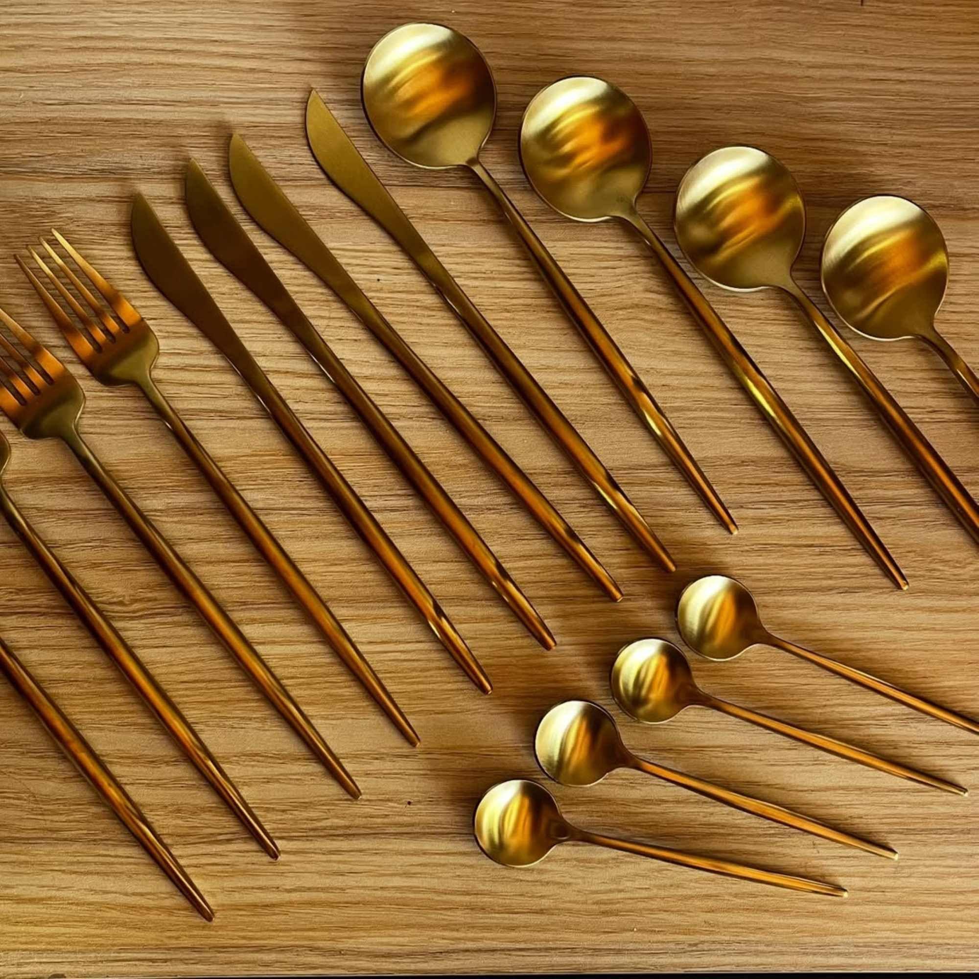 Set de Cubiertos 16 Piezas Dorado Acero Inoxidable 18/10-3