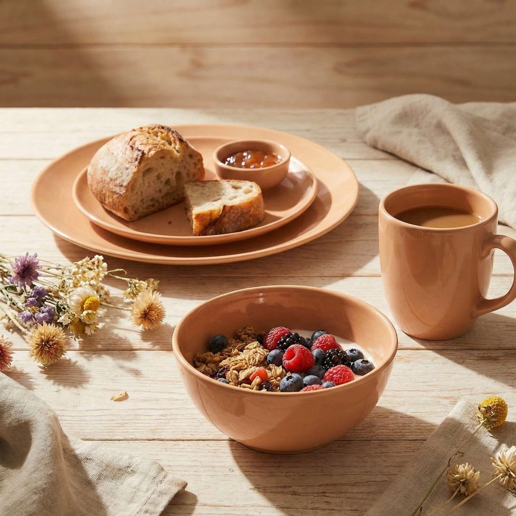 Set Vajilla 18 piezas Loza July Caramelo Cerámica-2