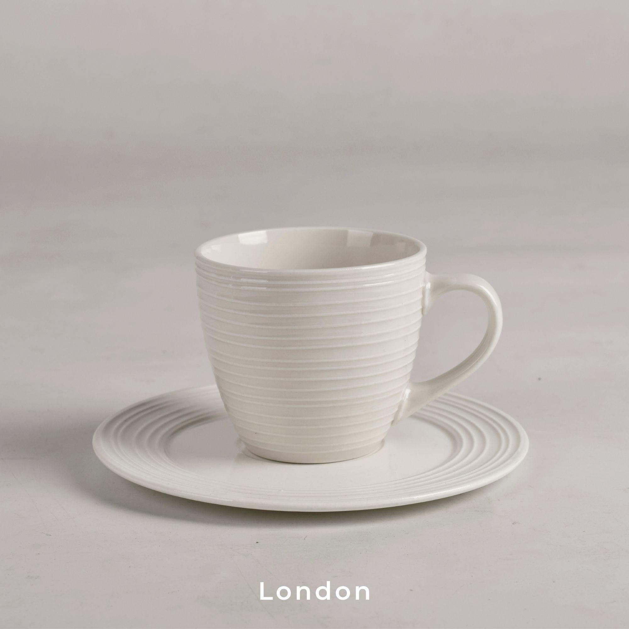 Set 6 Tazas + 6 Platos Té o Café Porcelana London 210 ml-5