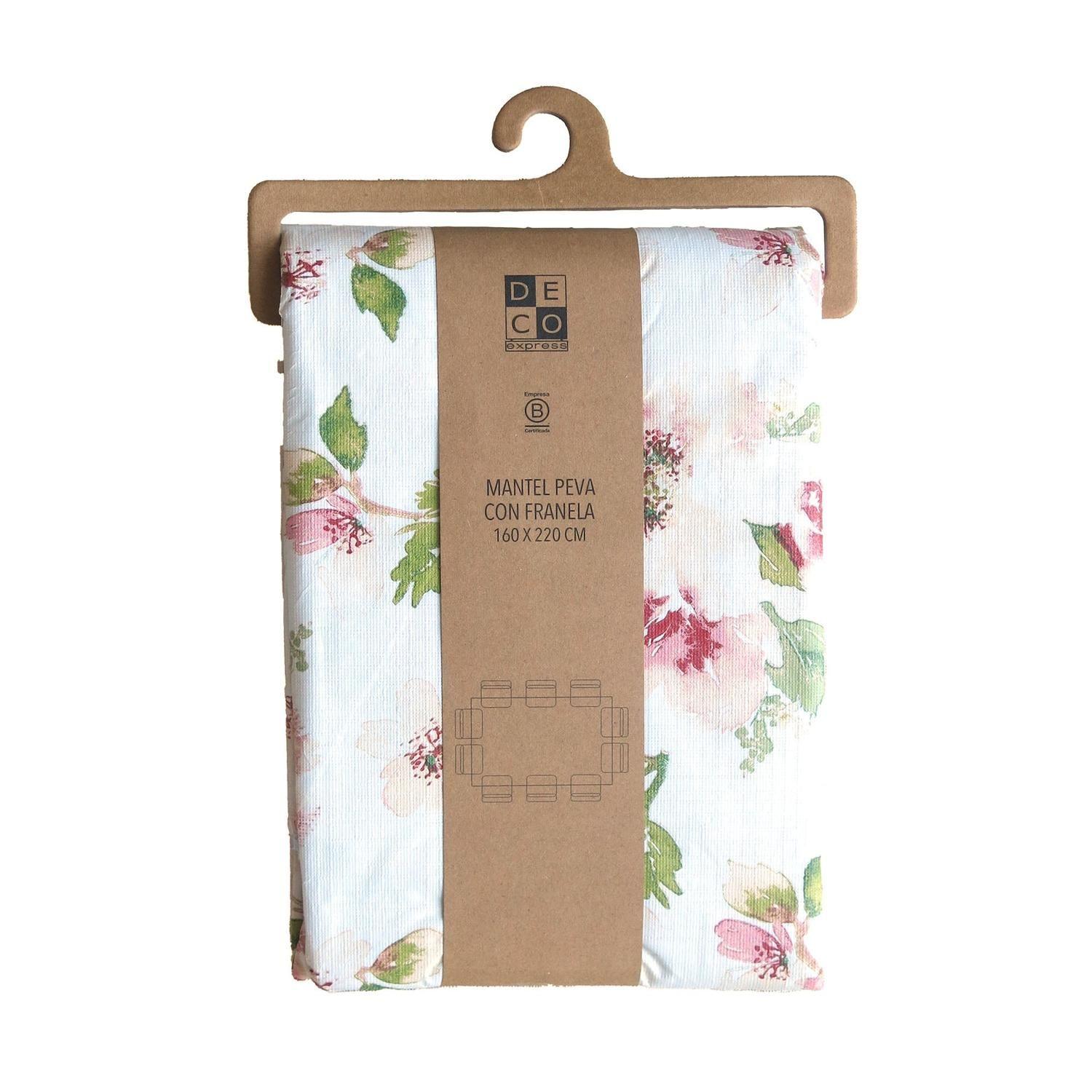 Juego de loza Blanca 16 pzs cerámica y Mantel PEVA Flores 130x180-7
