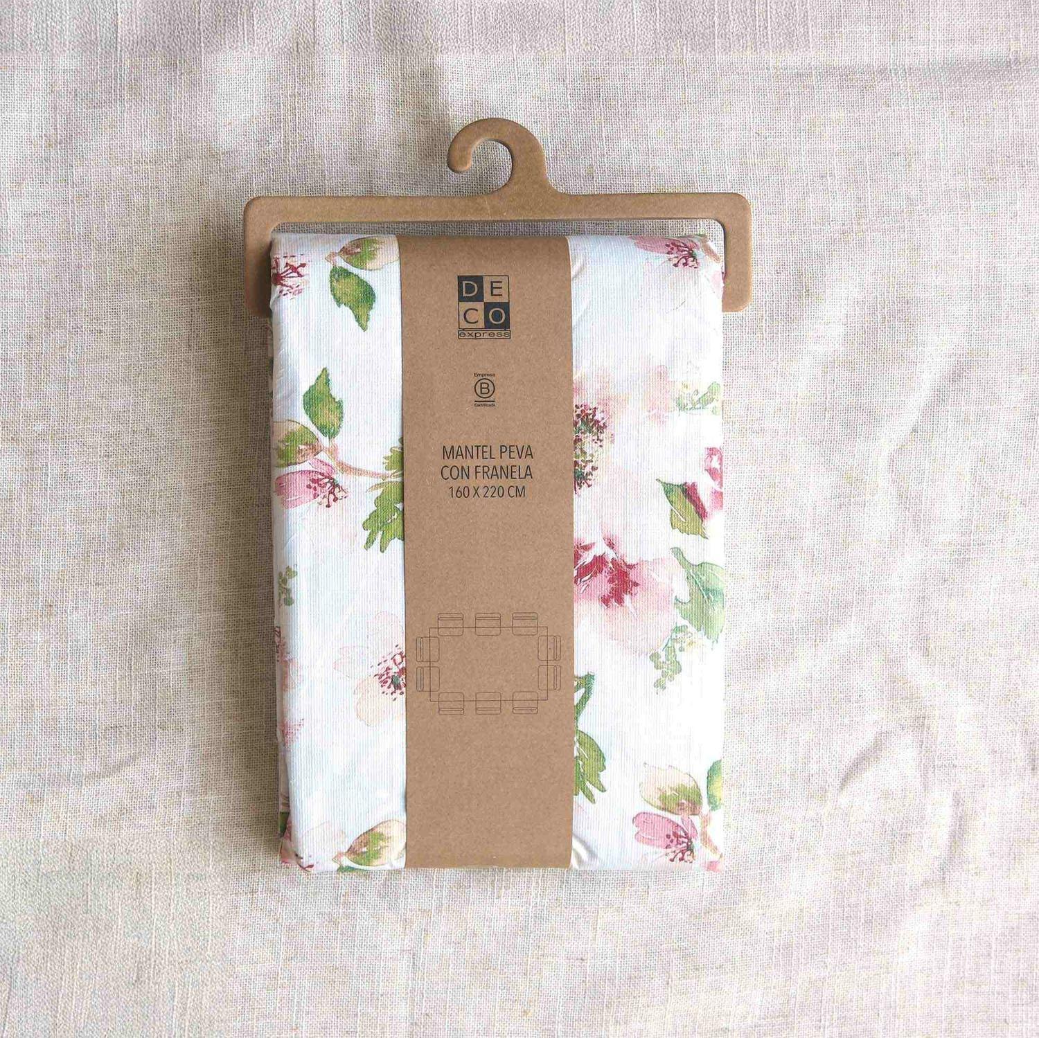 Juego de loza Blanca 16 pzs cerámica y Mantel PEVA Flores 130x180-8