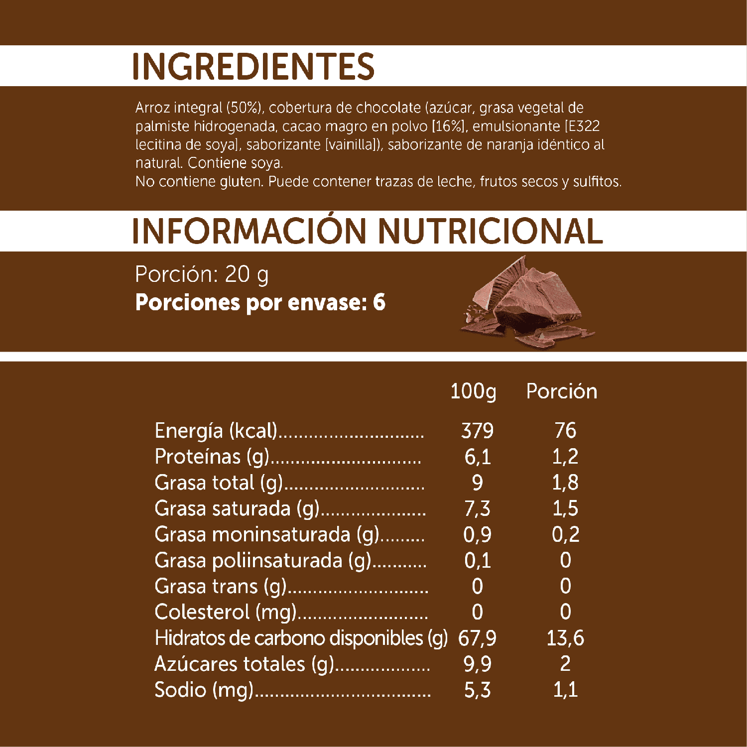 Galletas de Arroz con Rayas de Chocolate al por mayor 20 g - 28 unds.-3