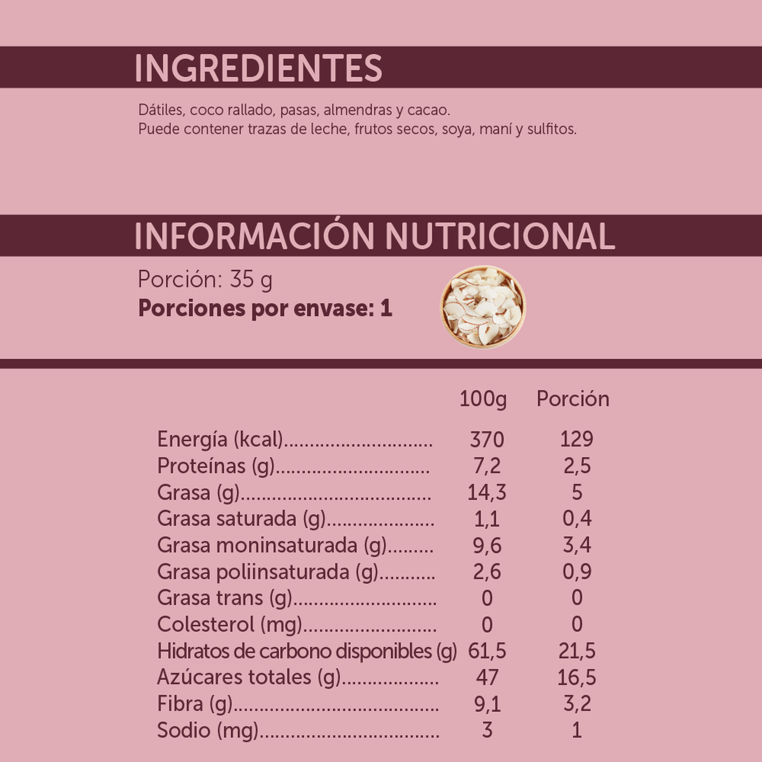 Barrita natural Cacao Coco - 18 un.-3