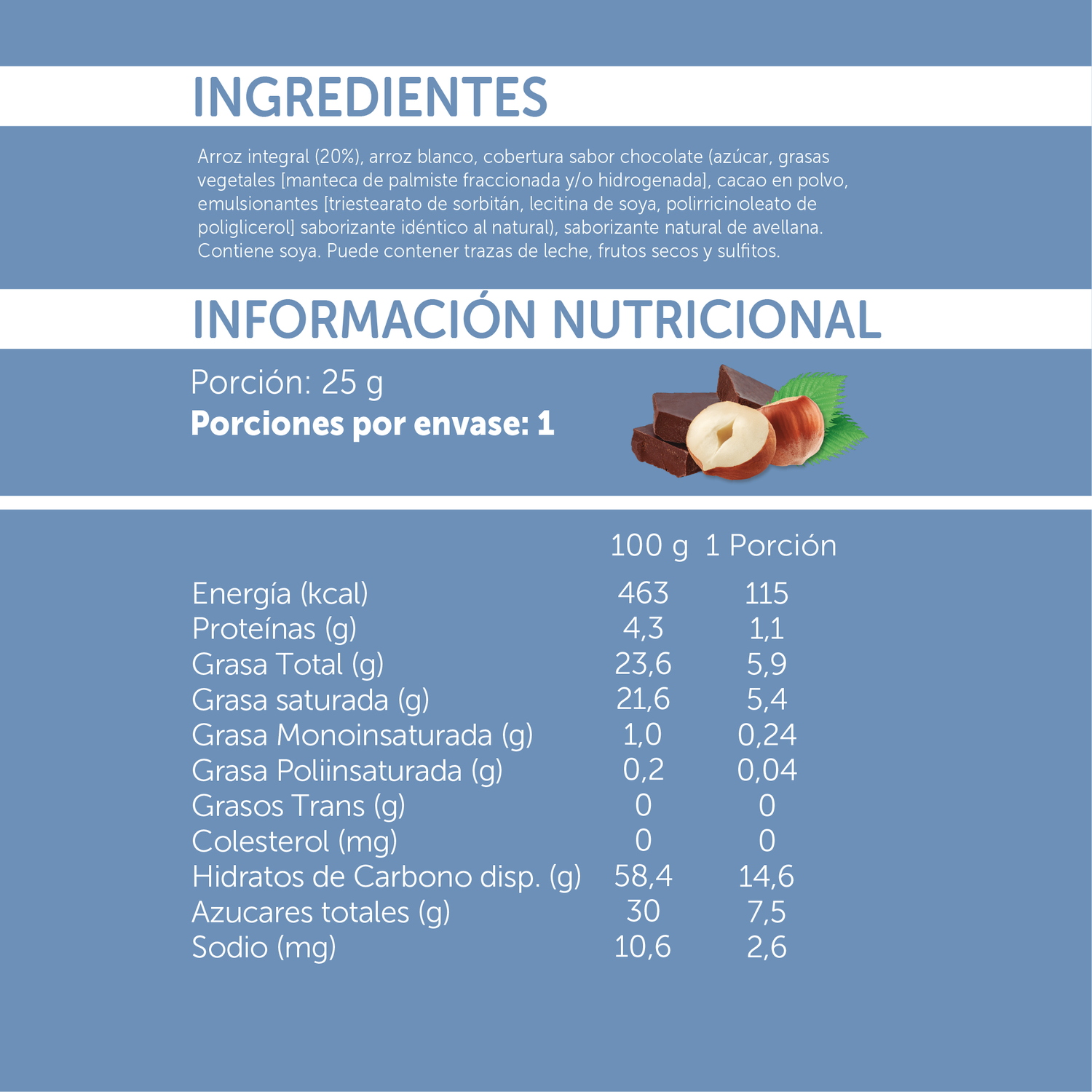 Mizos Chocolate Avellana 25 g - 28 uds.-2