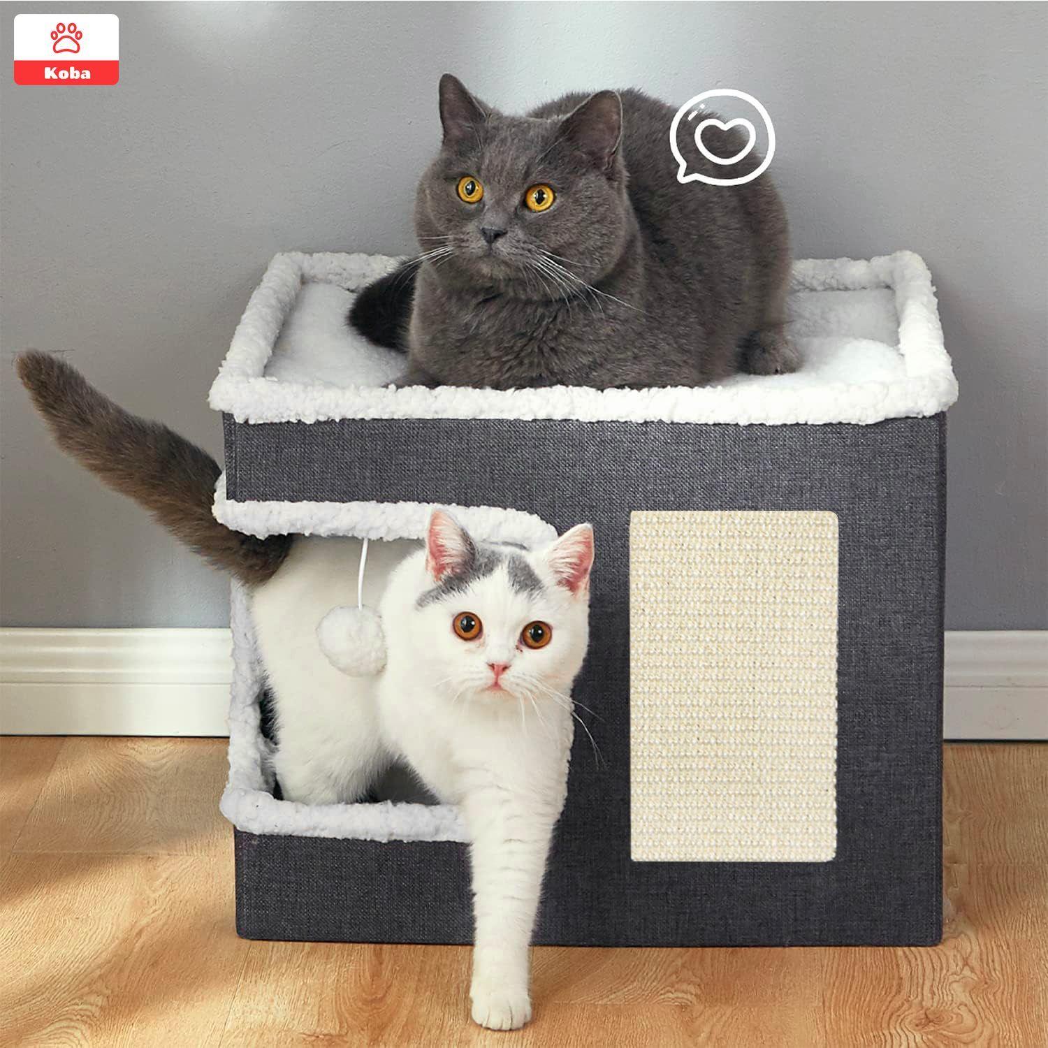 Casa Iglu Para Gatos Cama Michis Plegable Con Cojin Pompon-2