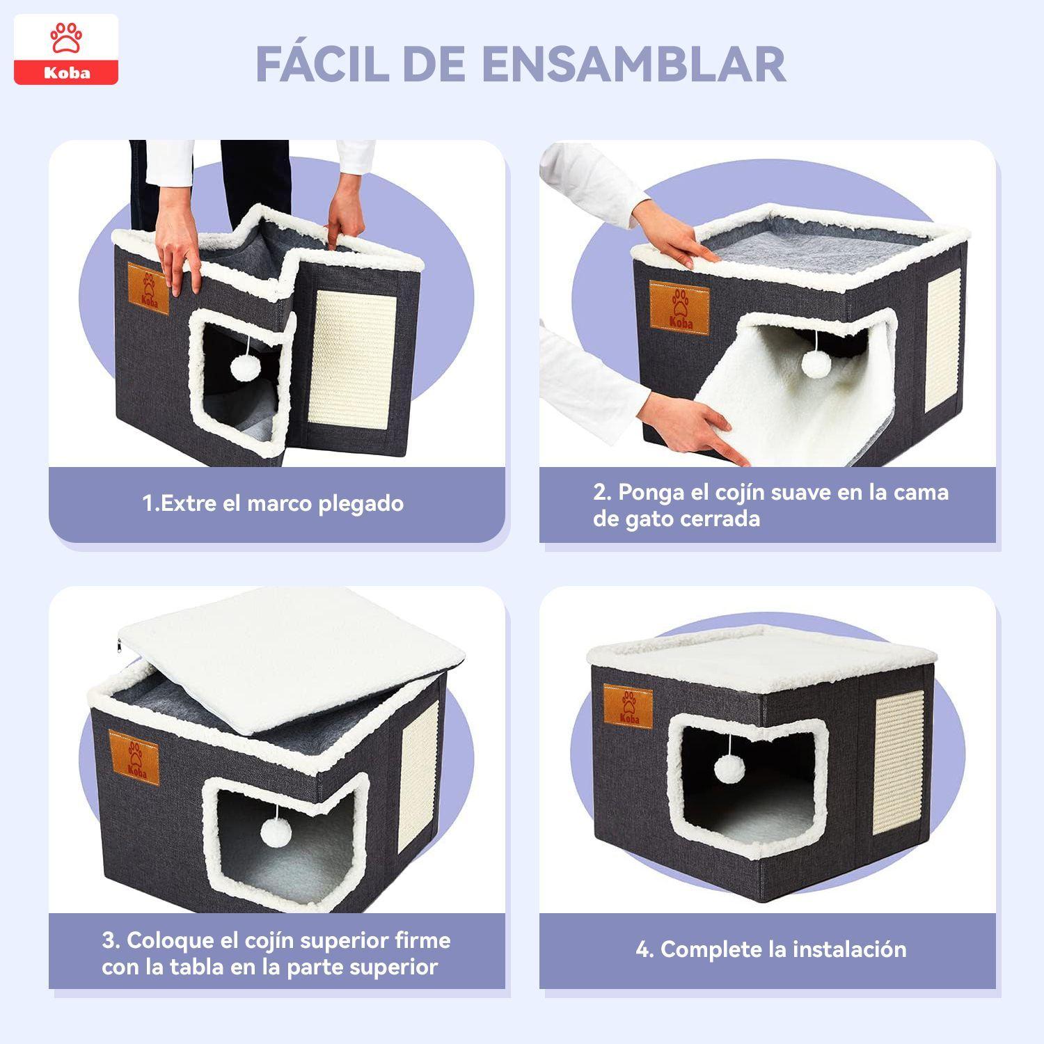 Casa Iglu Para Gatos Cama Michis Plegable Con Cojin Pompon-4