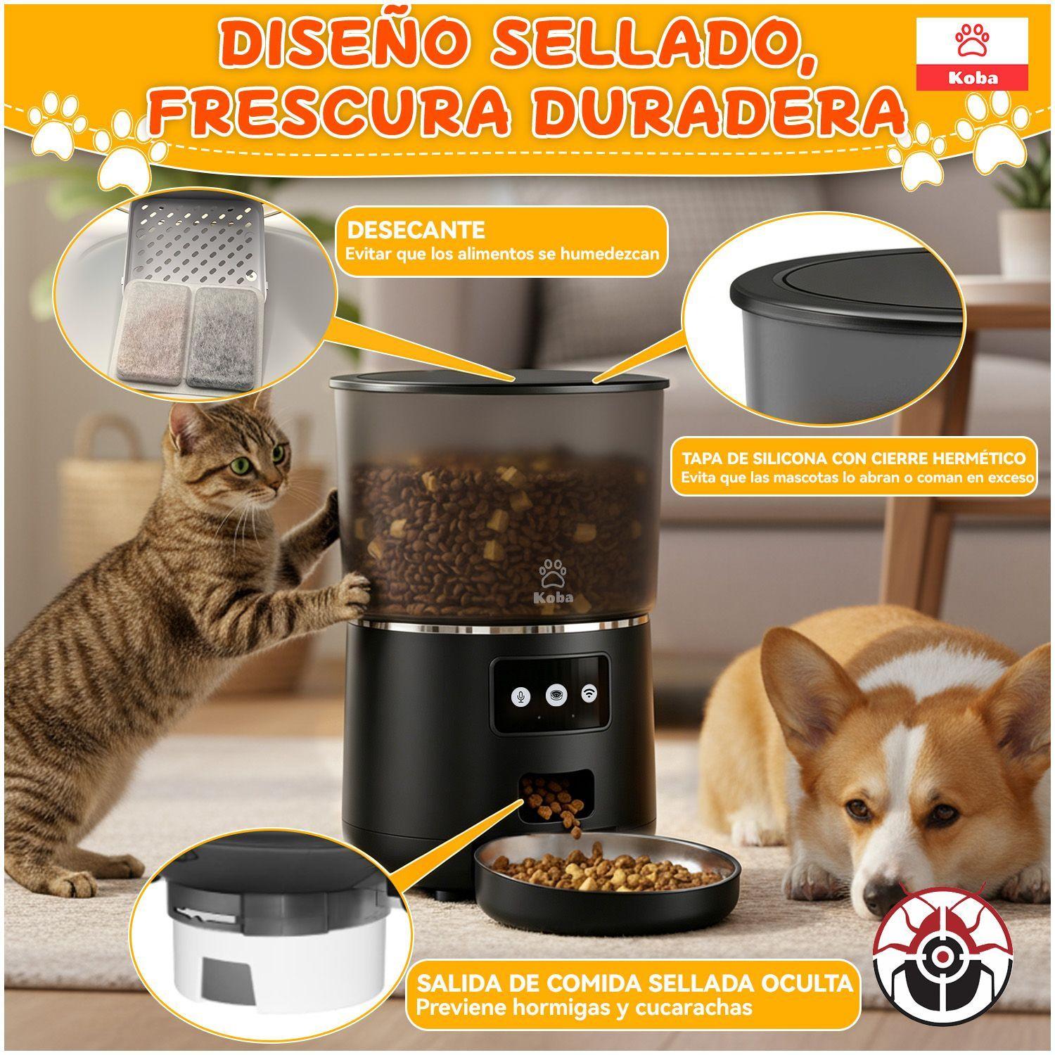 Dispensador Alimentador Automatico Perro Gato Wifi 4l Negro-2