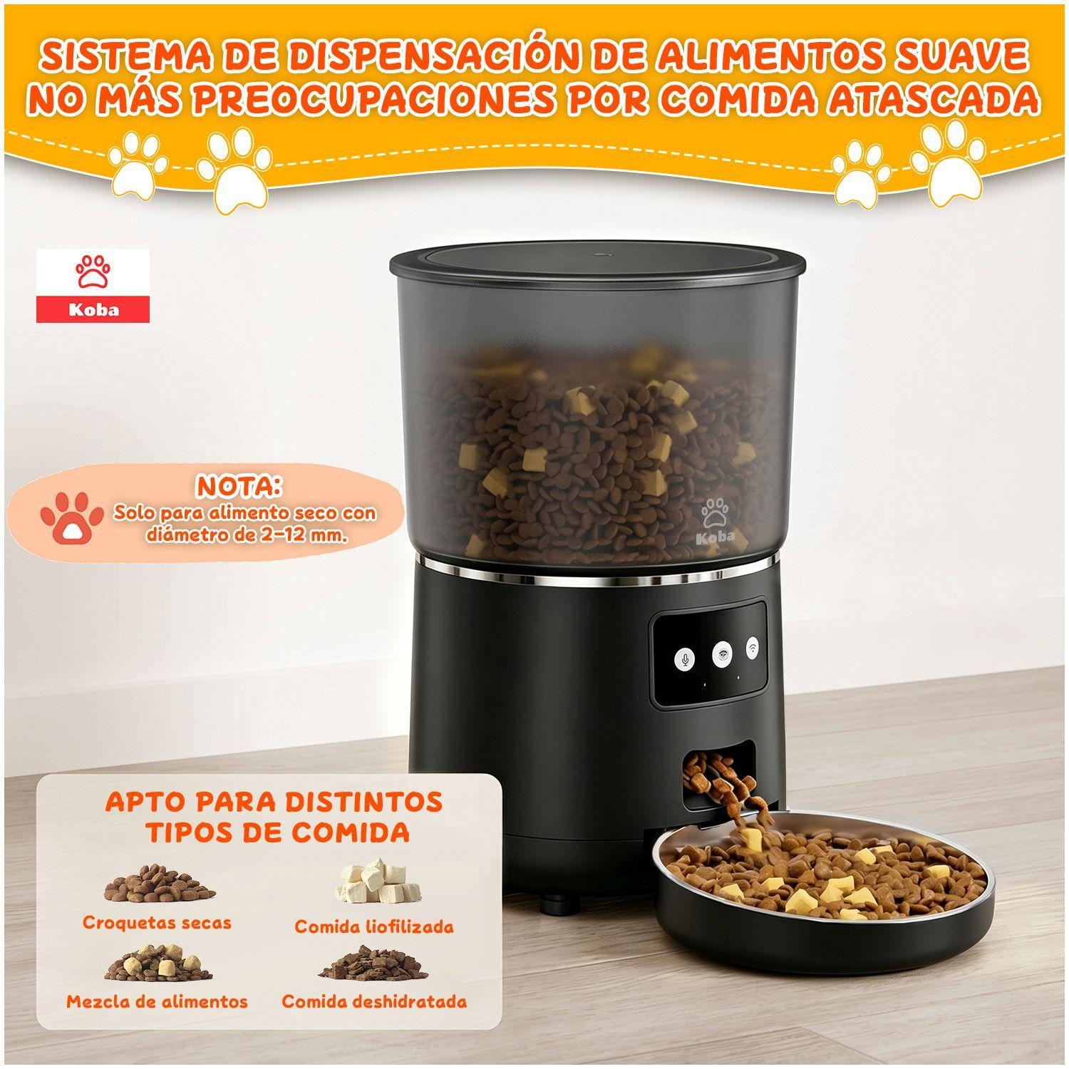 Dispensador Alimentador Automatico Perro Gato Wifi 4l Negro-4