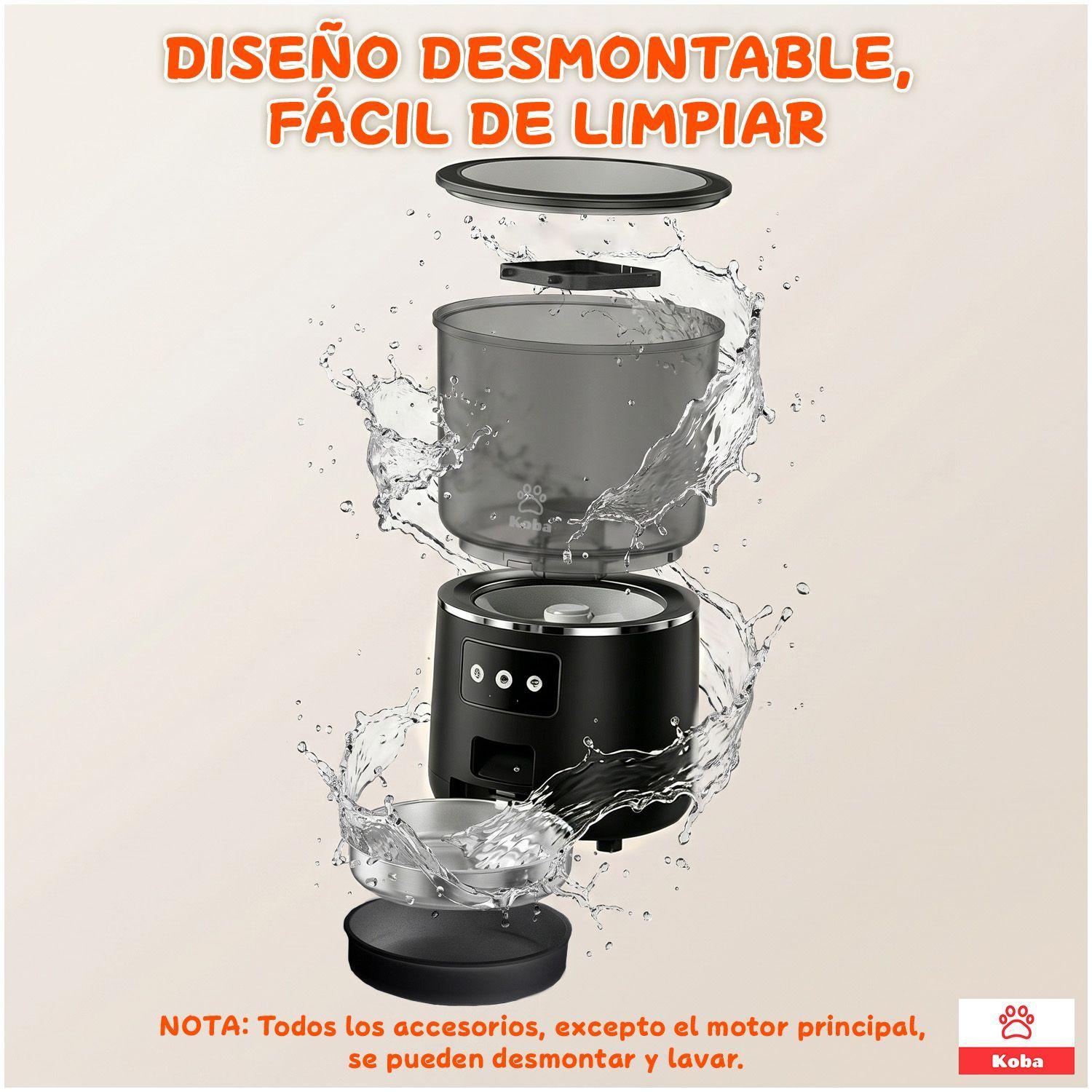 Dispensador Alimentador Automatico Perro Gato Wifi 4l Negro-5