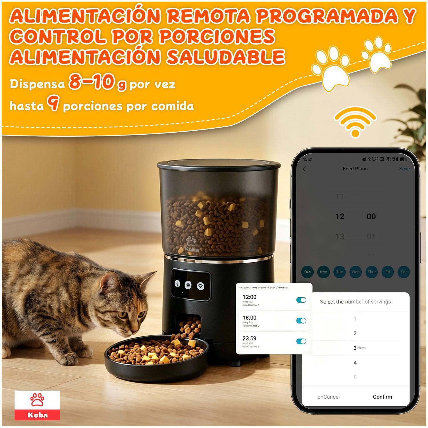 Dispensador Alimentador Automatico Perro Gato Wifi 4l Negro-7