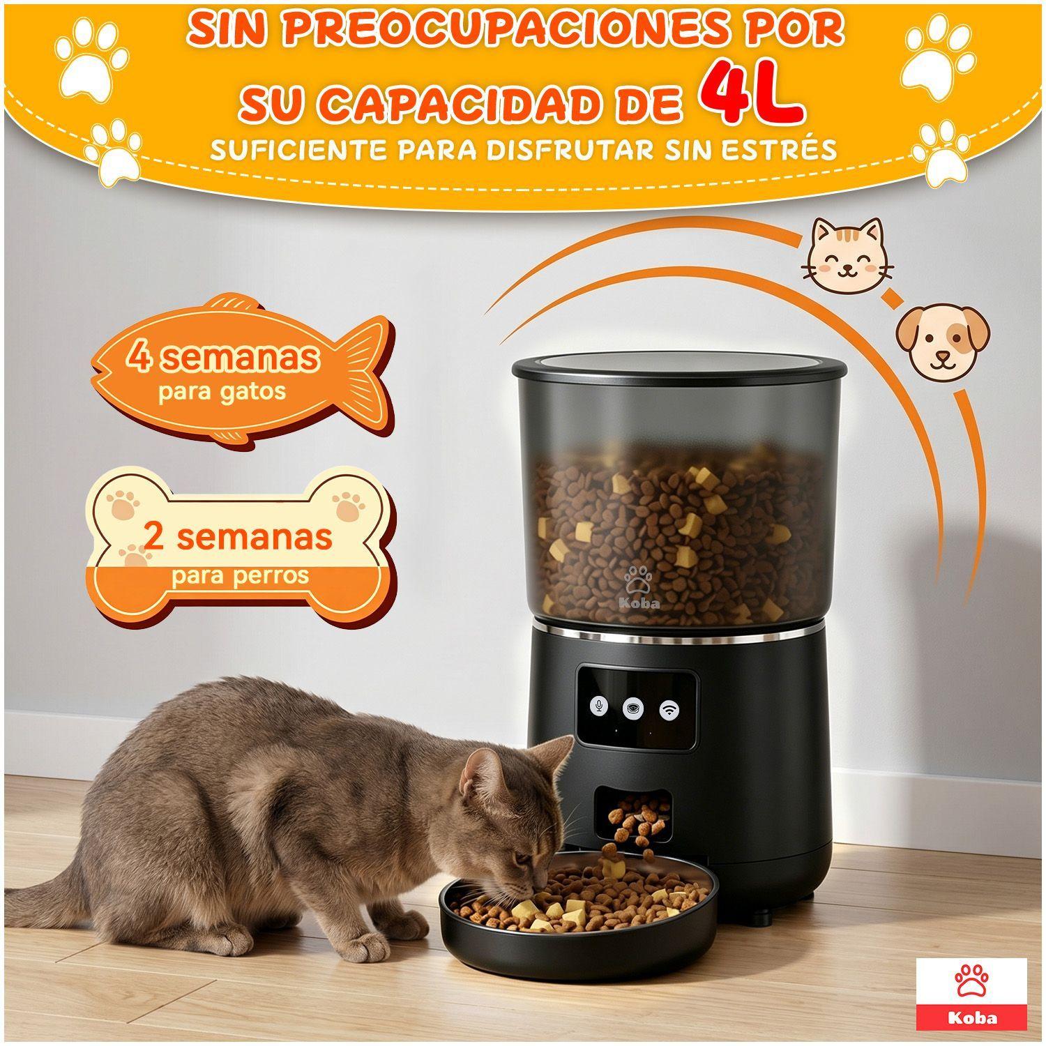 Dispensador Alimentador Automatico Perro Gato Wifi 4l Negro-8