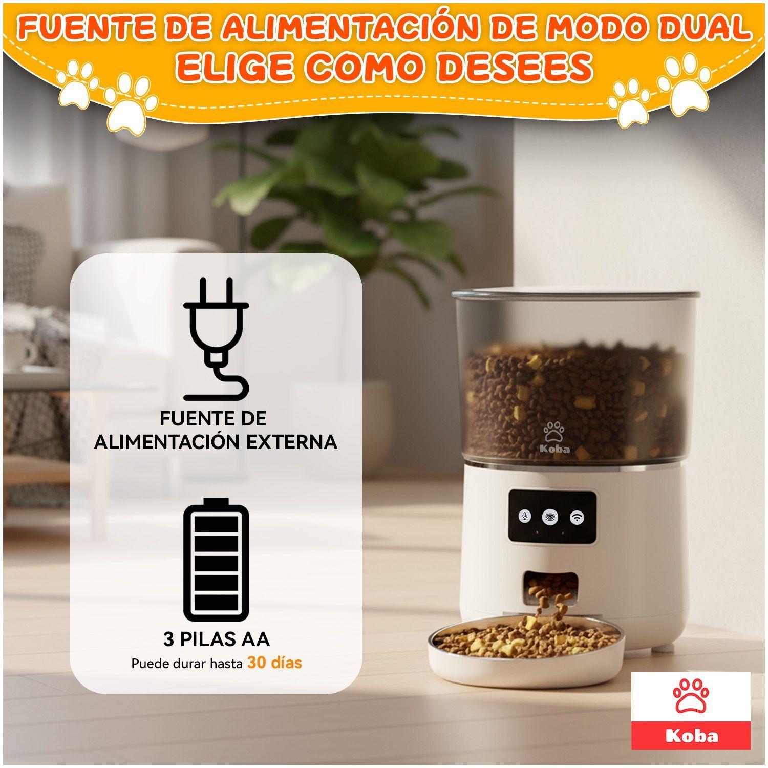 Dispensador Alimentador Automatico Perro Gato Wifi 4l Blanco-1