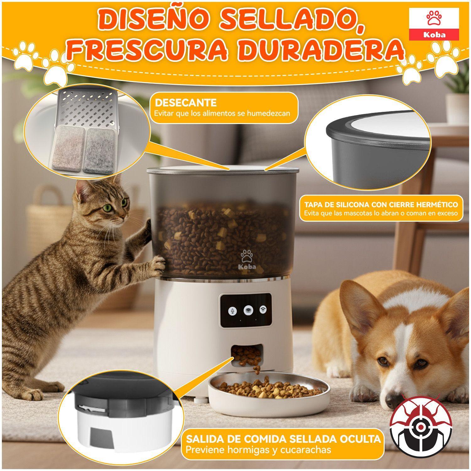Dispensador Alimentador Automatico Perro Gato Wifi 4l Blanco-2