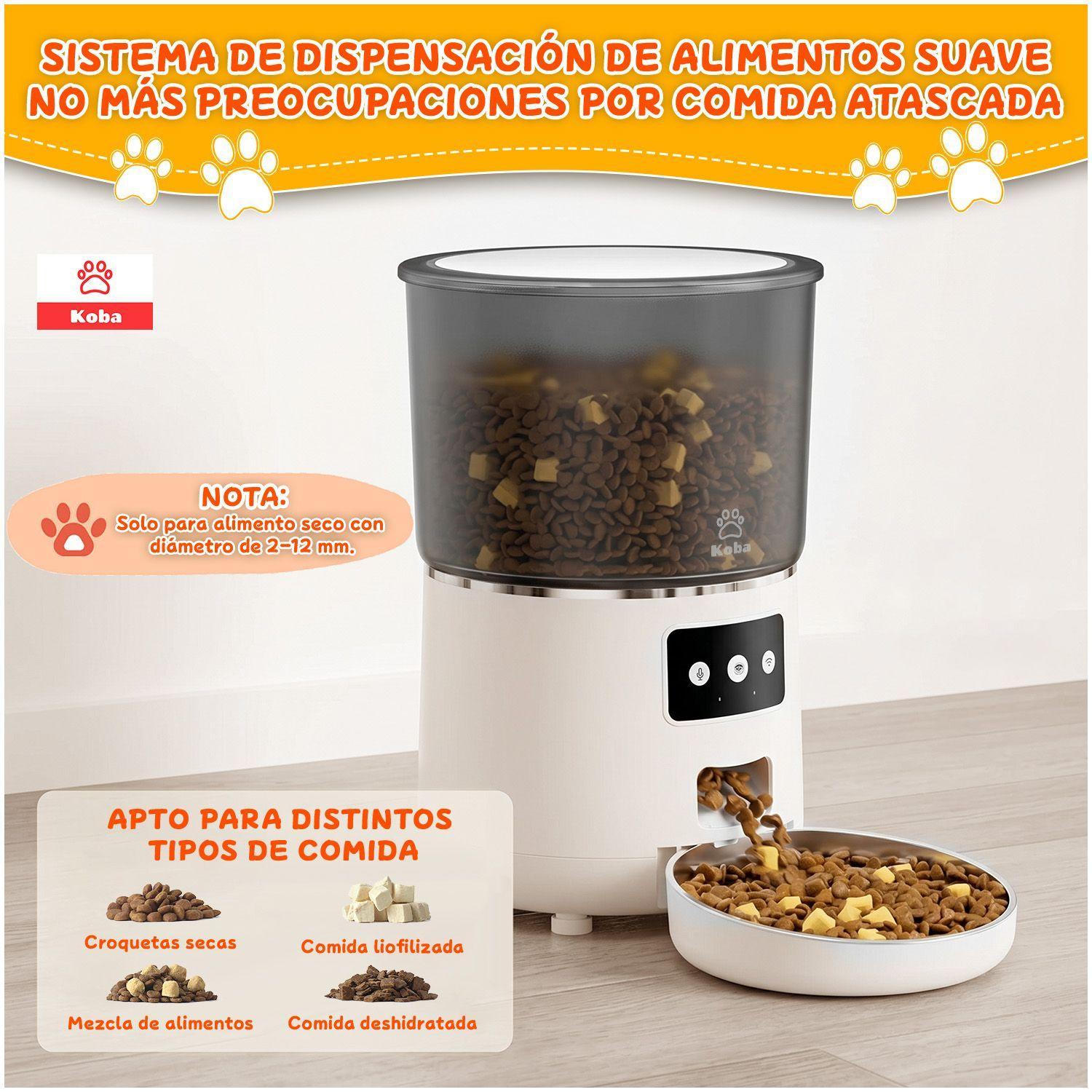 Dispensador Alimentador Automatico Perro Gato Wifi 4l Blanco-4