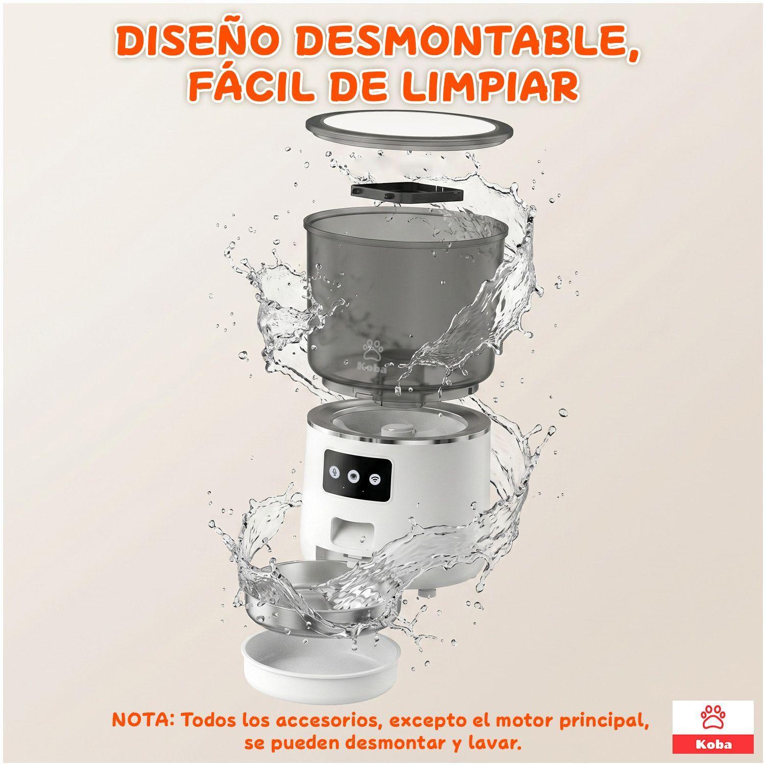Dispensador Alimentador Automatico Perro Gato Wifi 4l Blanco-5