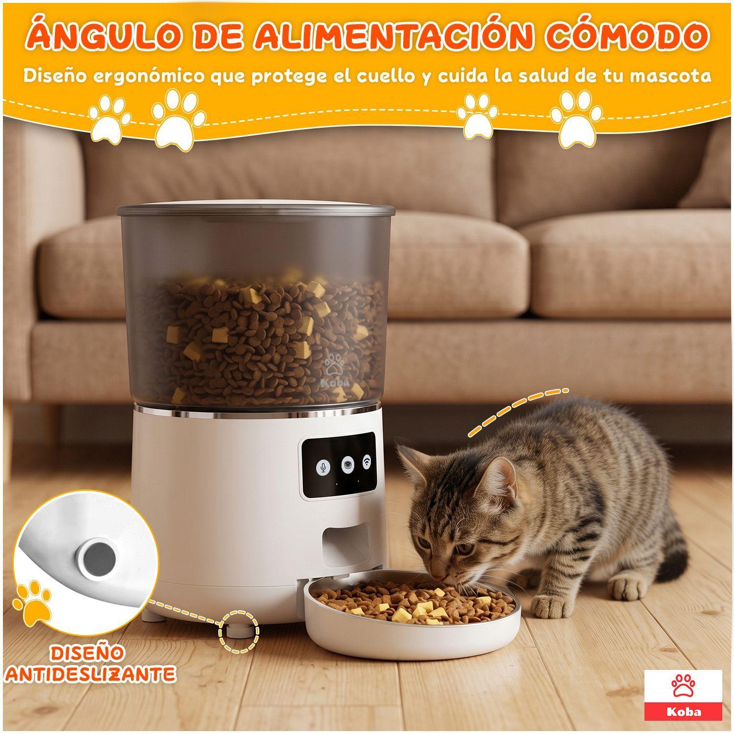 Dispensador Alimentador Automatico Perro Gato Wifi 4l Blanco-6
