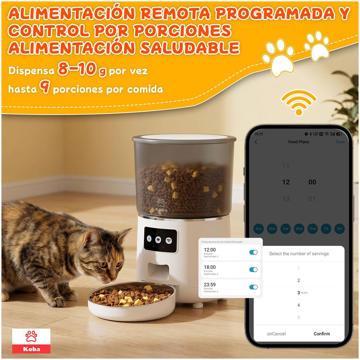Dispensador Alimentador Automatico Perro Gato Wifi 4l Blanco-7