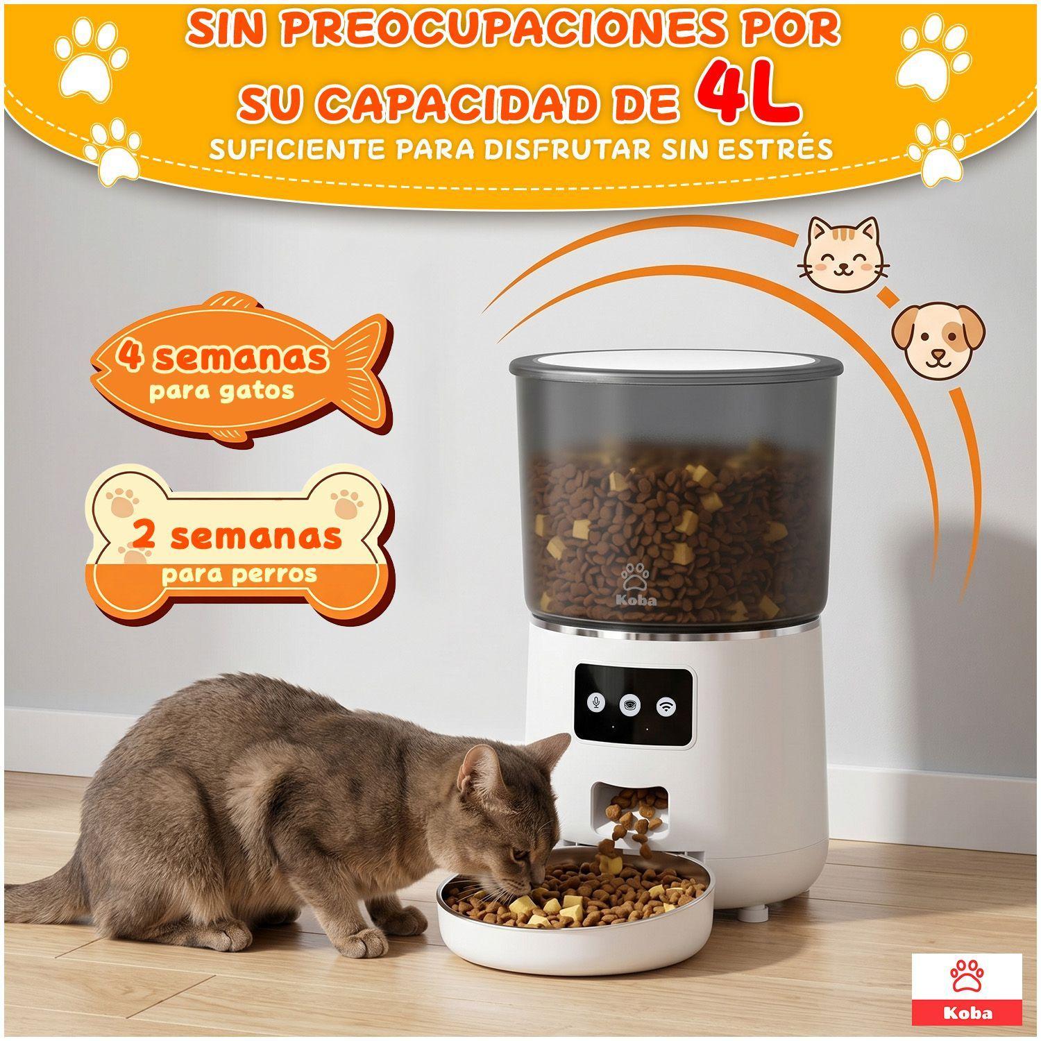 Dispensador Alimentador Automatico Perro Gato Wifi 4l Blanco-8