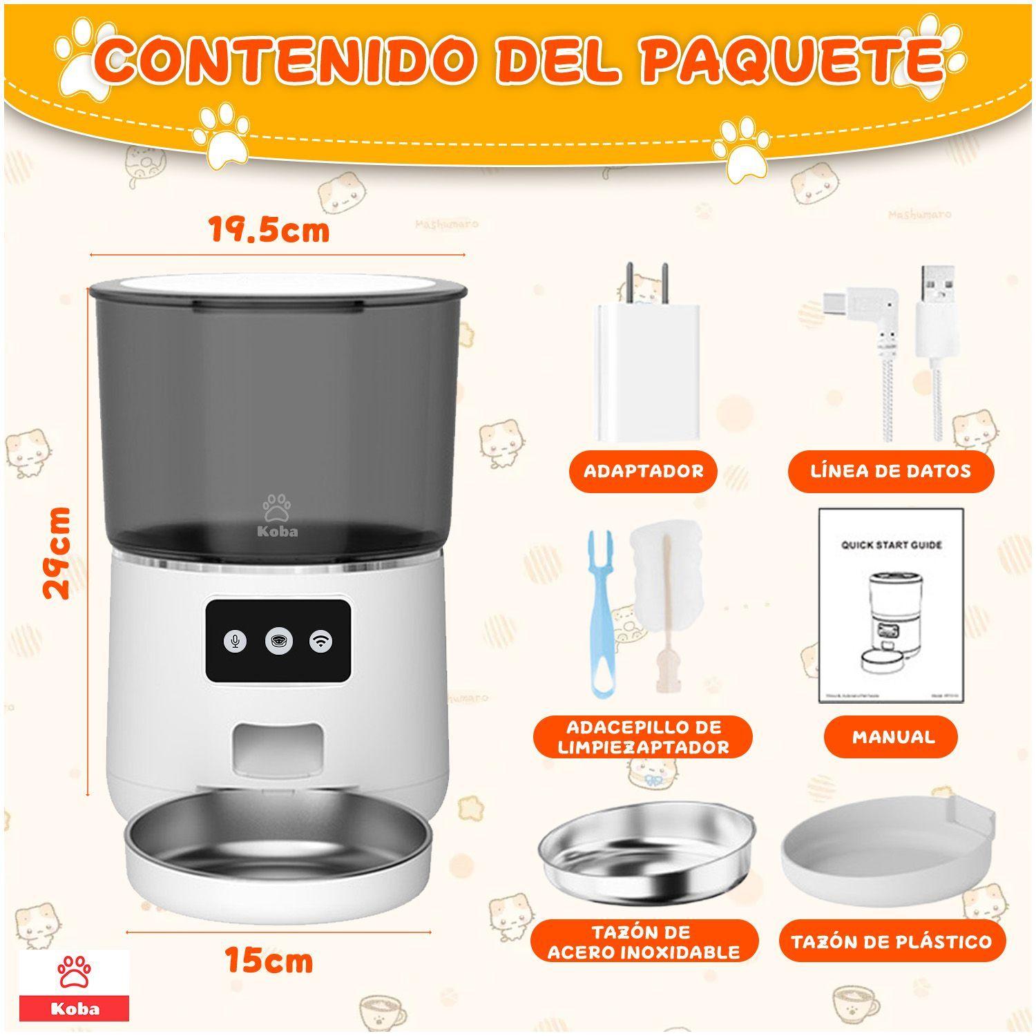 Dispensador Alimentador Automatico Perro Gato Wifi 4l Blanco-9
