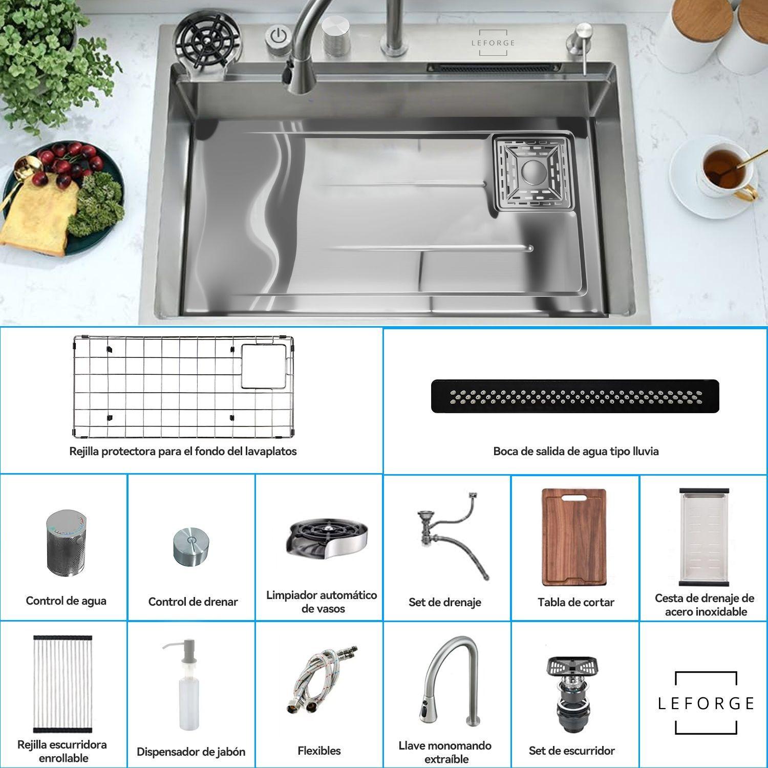 Combo Lavaplatos Empotrado 75x46cm Multifuncional Acero Inox-8